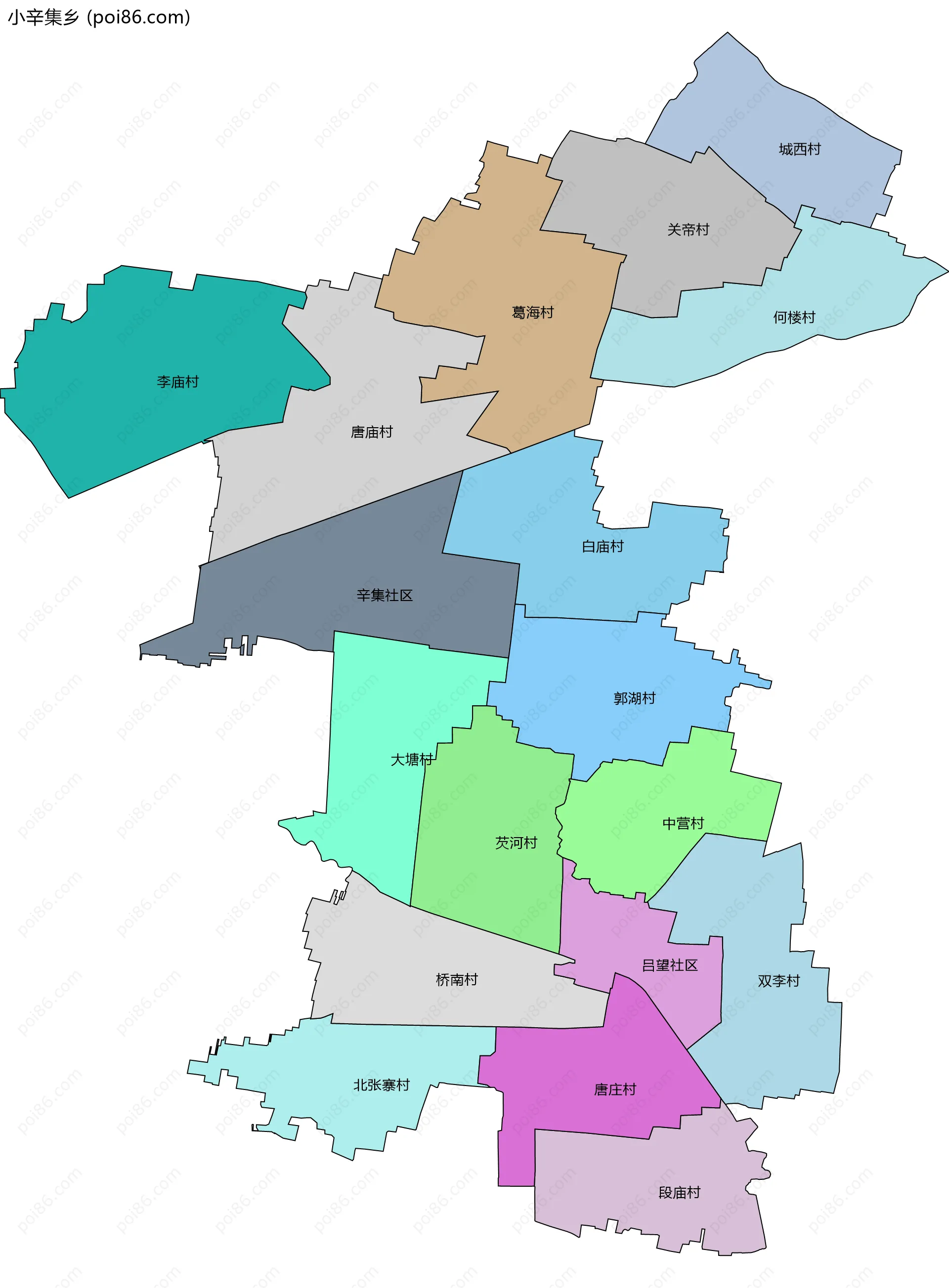 小辛集乡边界地图(五级行政区划)
