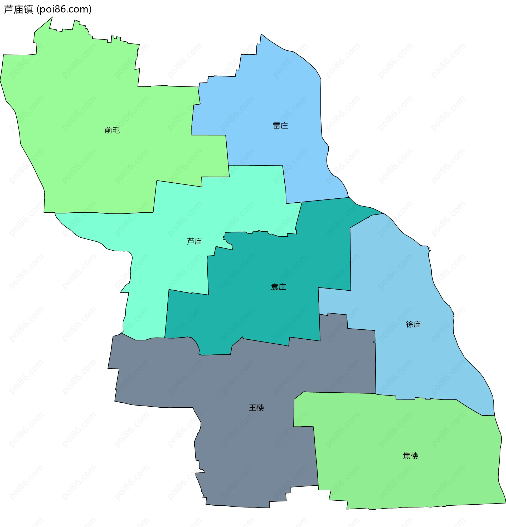 芦庙镇边界地图(五级行政区划)