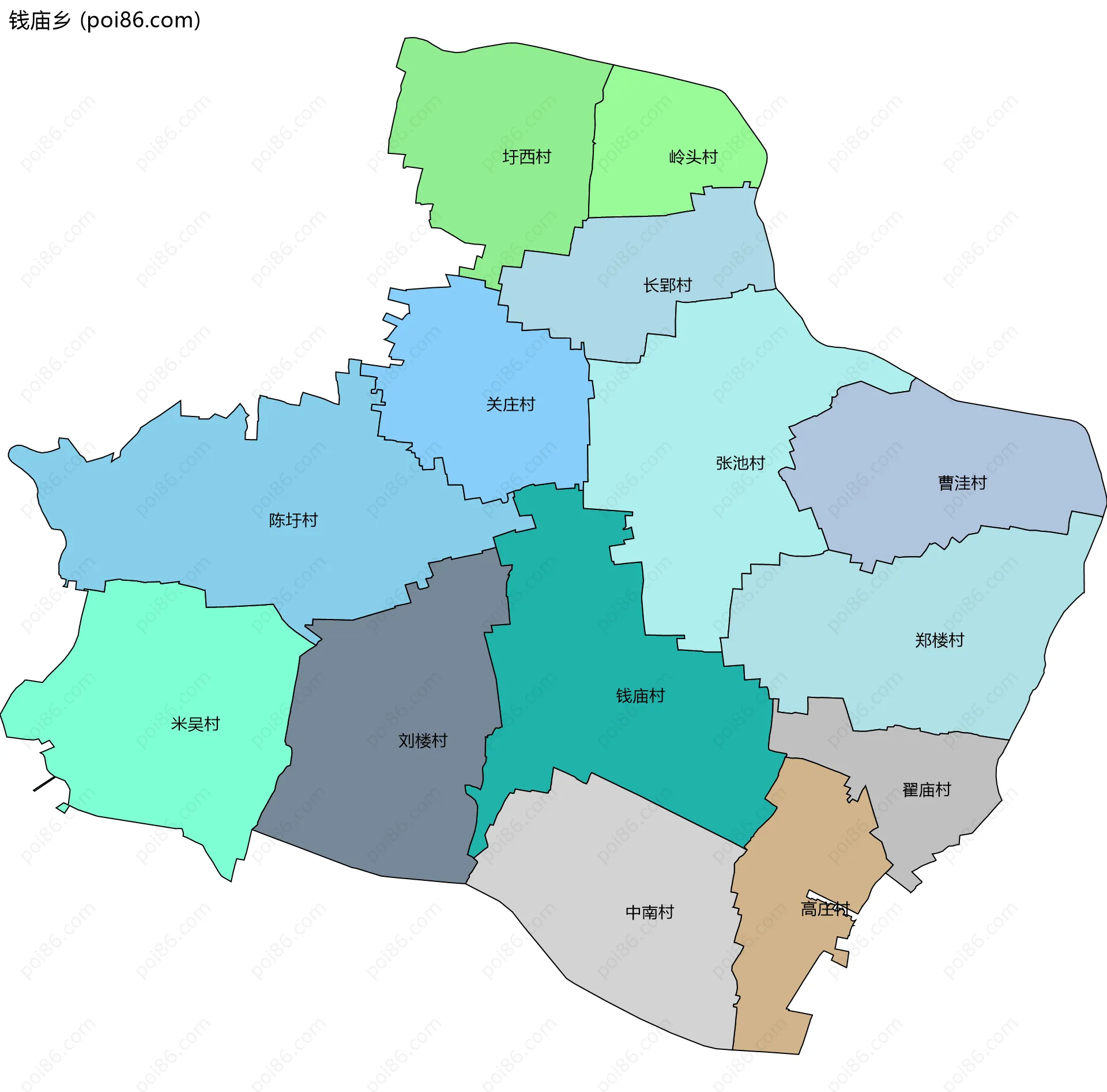 钱庙乡边界地图(五级行政区划)
