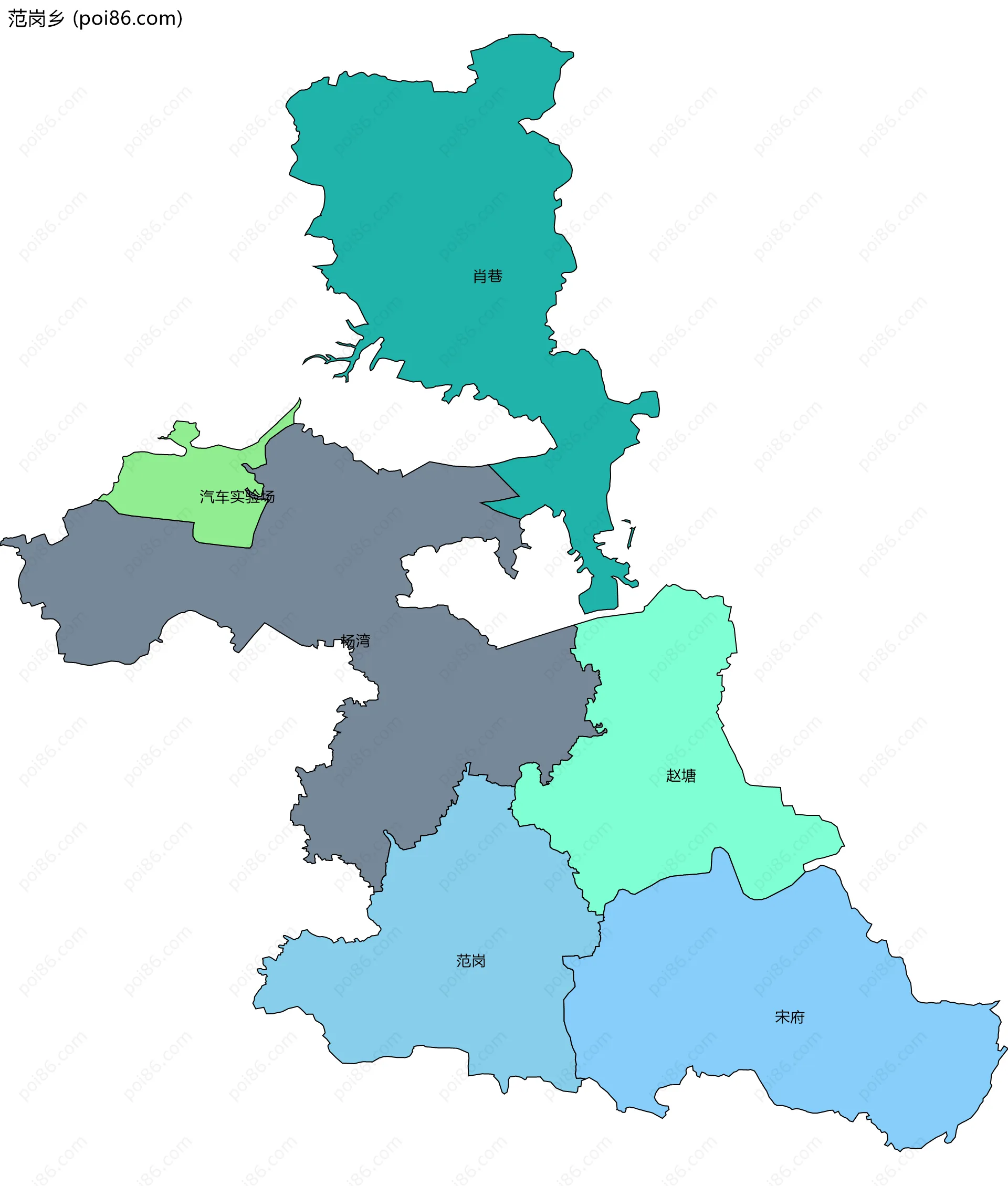 范岗乡边界地图(五级行政区划)