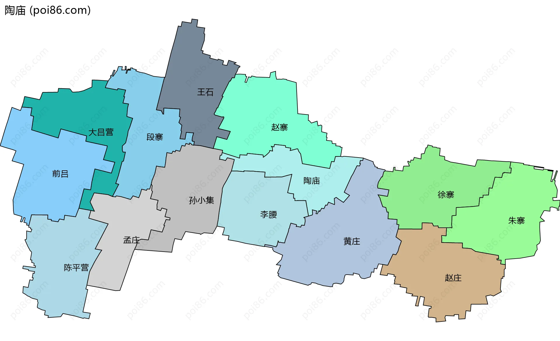 陶庙边界地图(五级行政区划)