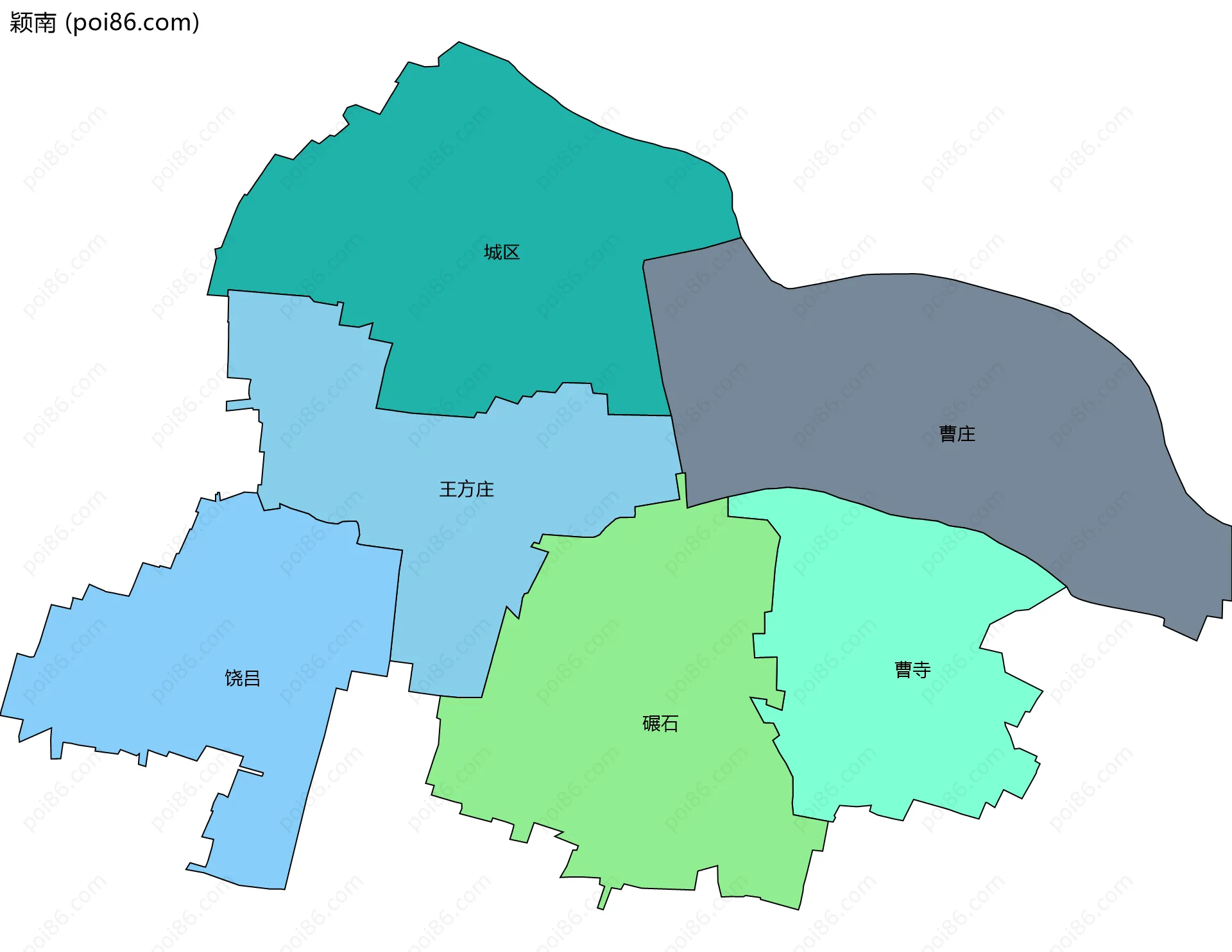 颖南边界地图(五级行政区划)