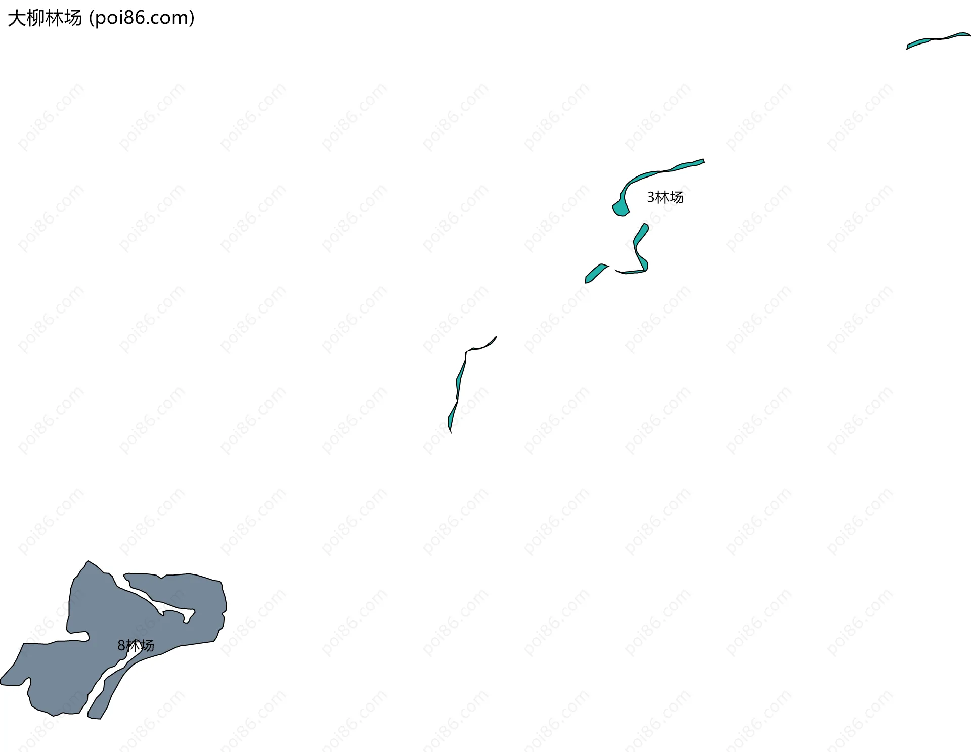 大柳林场边界地图(五级行政区划)