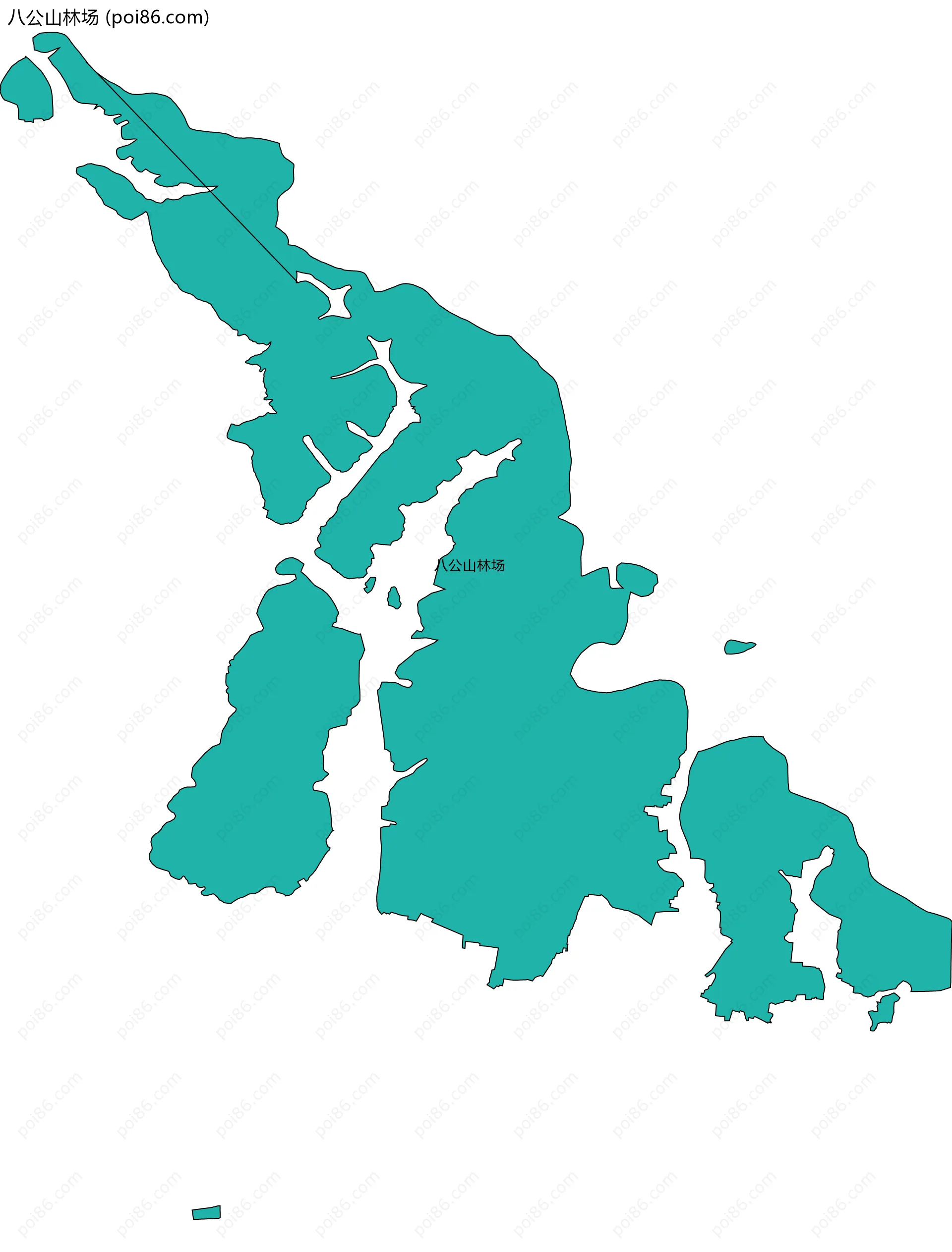 八公山林场边界地图(五级行政区划)