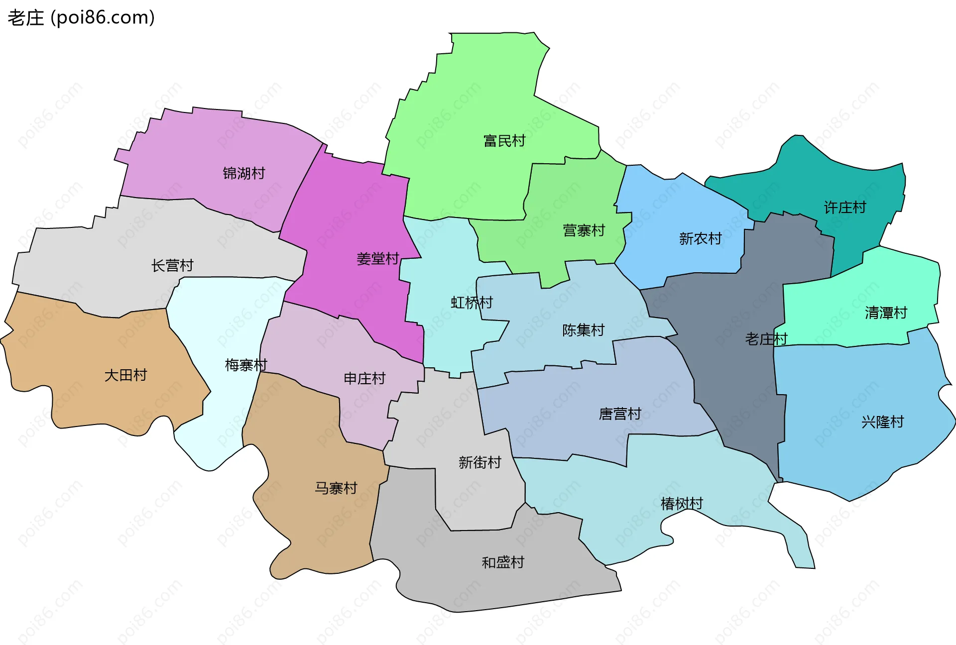 老庄边界地图(五级行政区划)