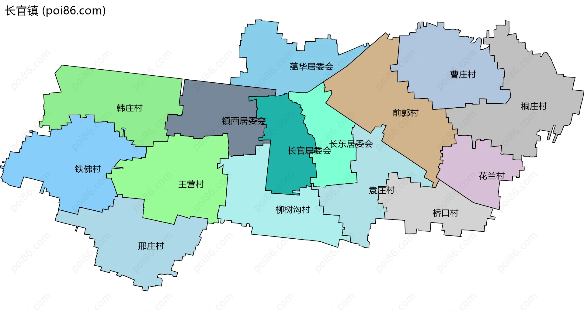 长官镇边界地图(五级行政区划)