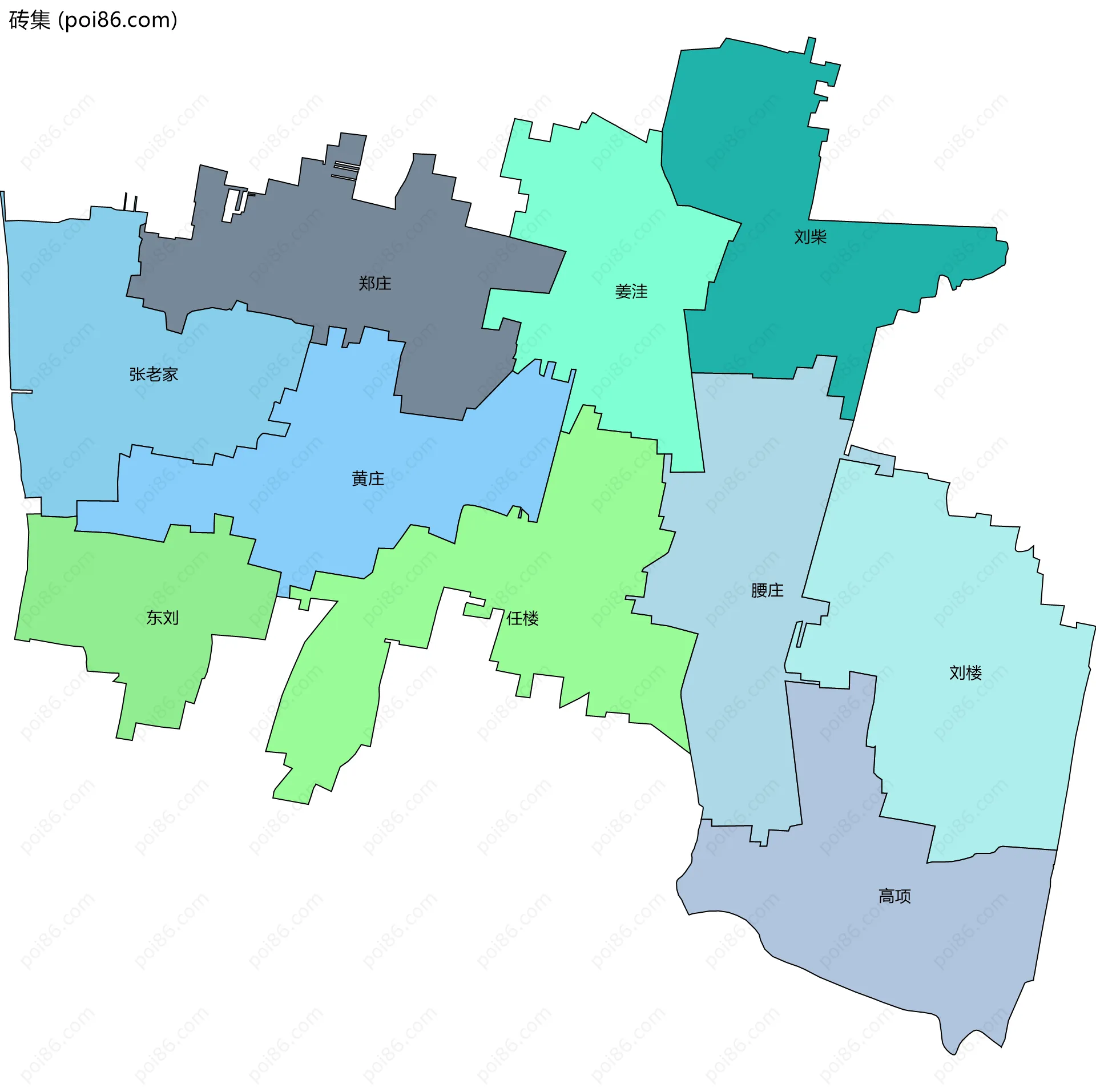 砖集边界地图(五级行政区划)