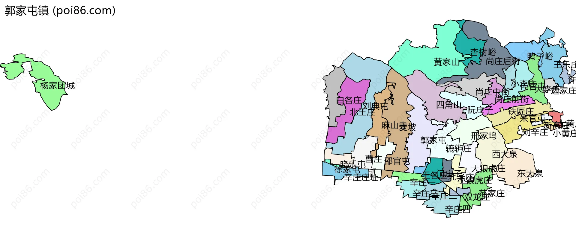 郭家屯镇边界地图(五级行政区划)