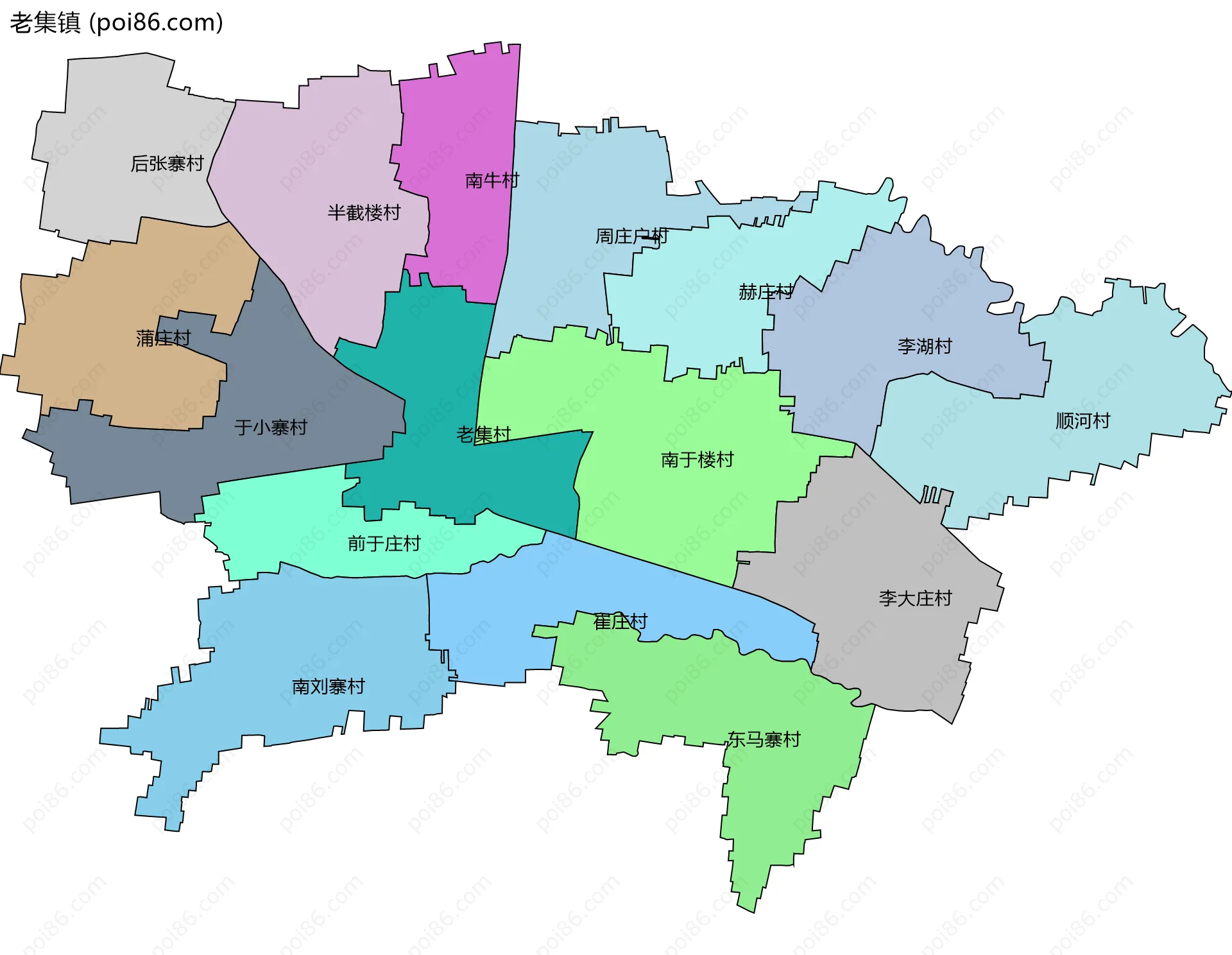 老集镇边界地图(五级行政区划)