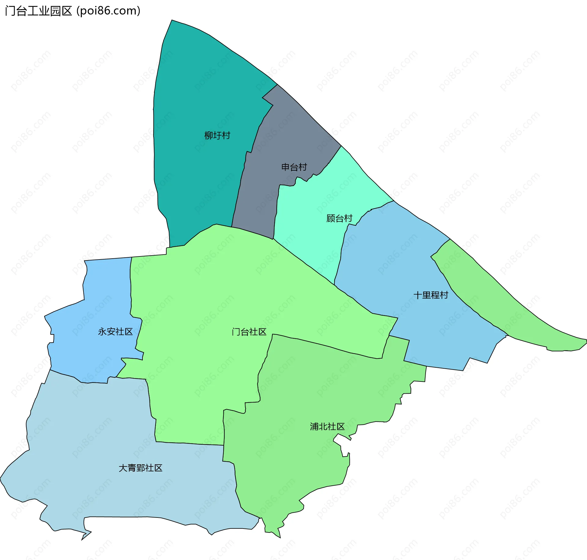 门台工业园区边界地图(五级行政区划)