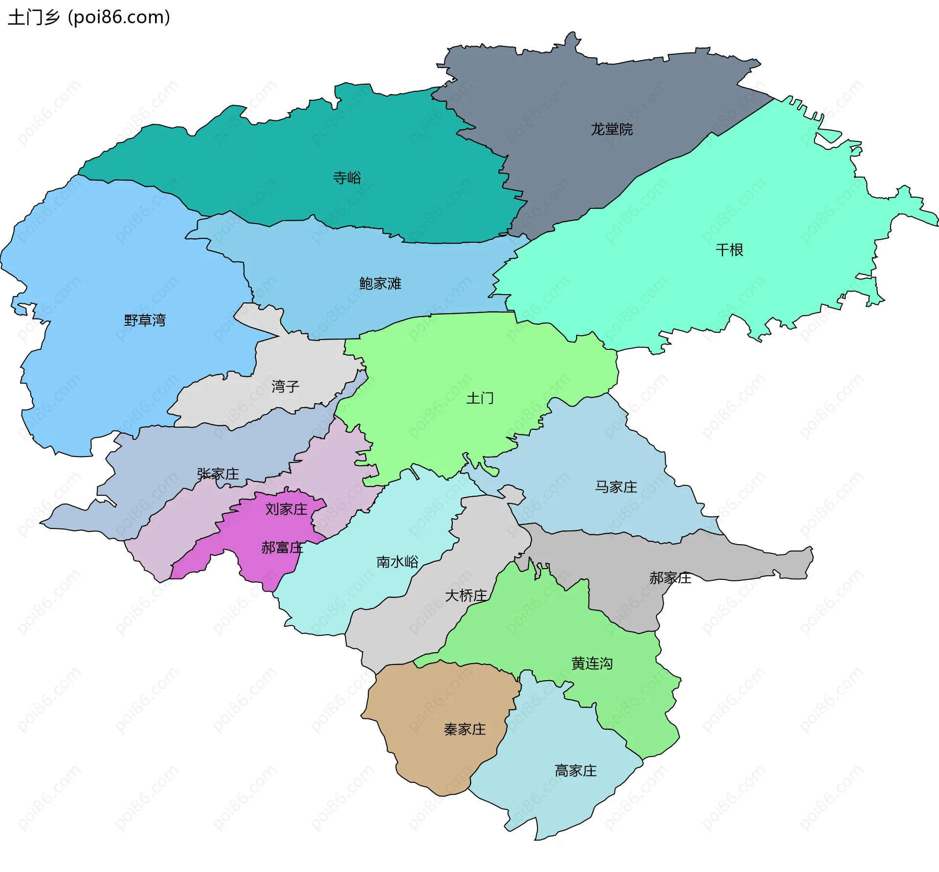 土门乡边界地图(五级行政区划)