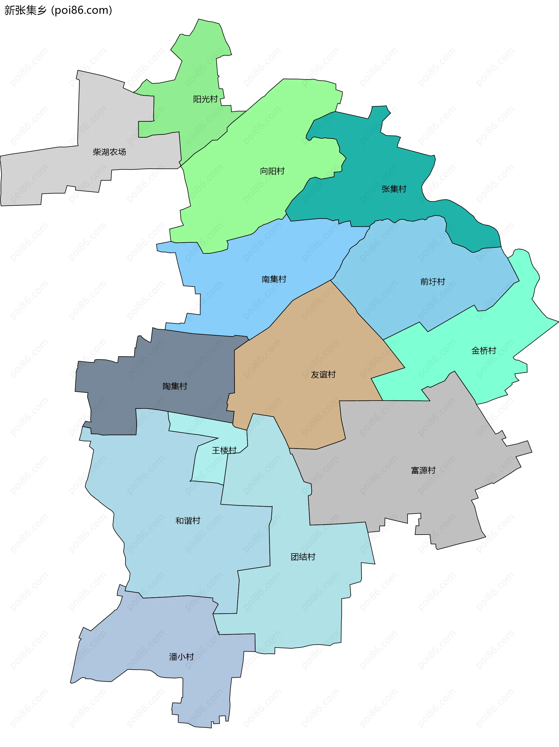 新张集乡边界地图(五级行政区划)
