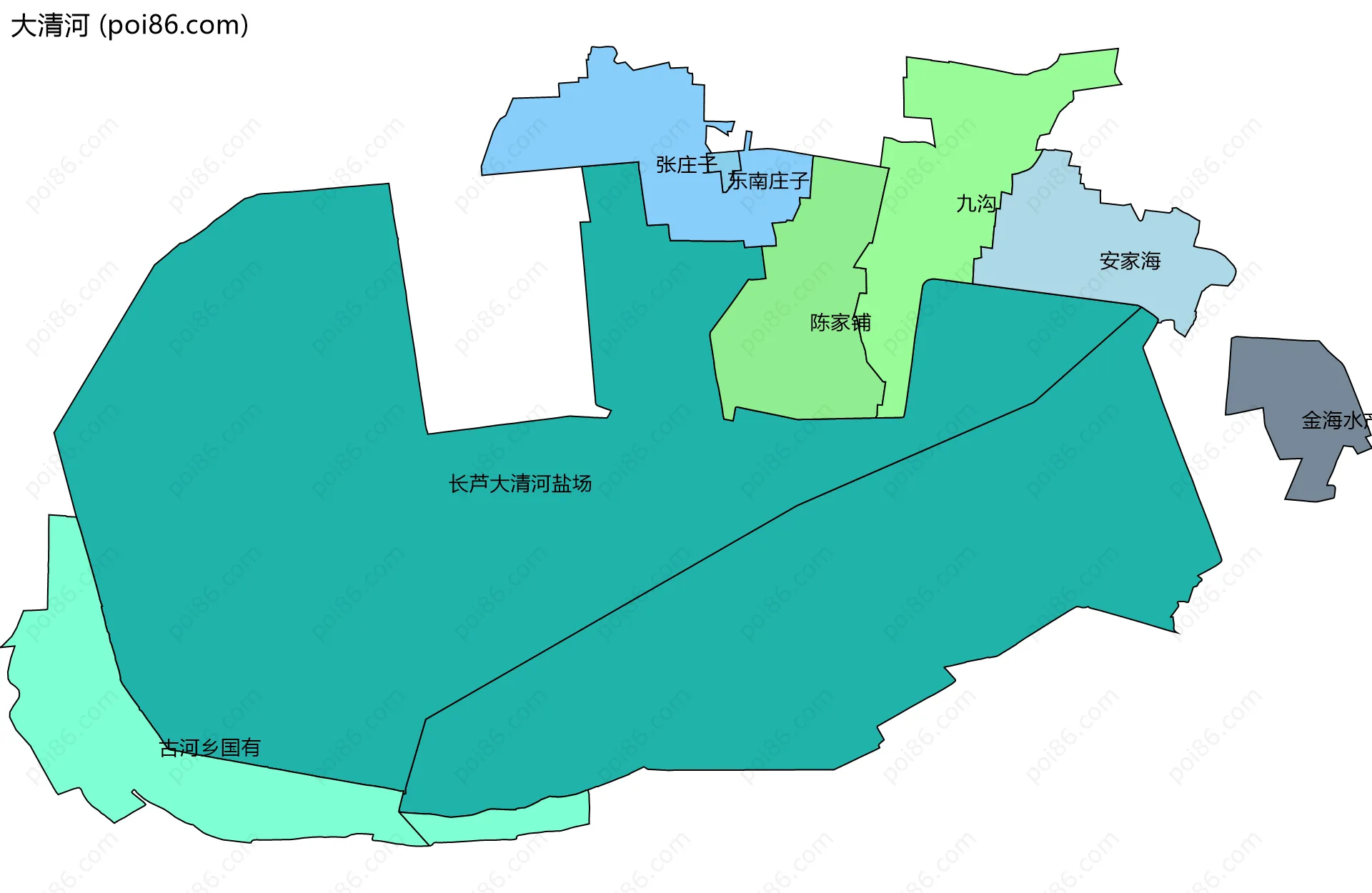 大清河边界地图(五级行政区划)