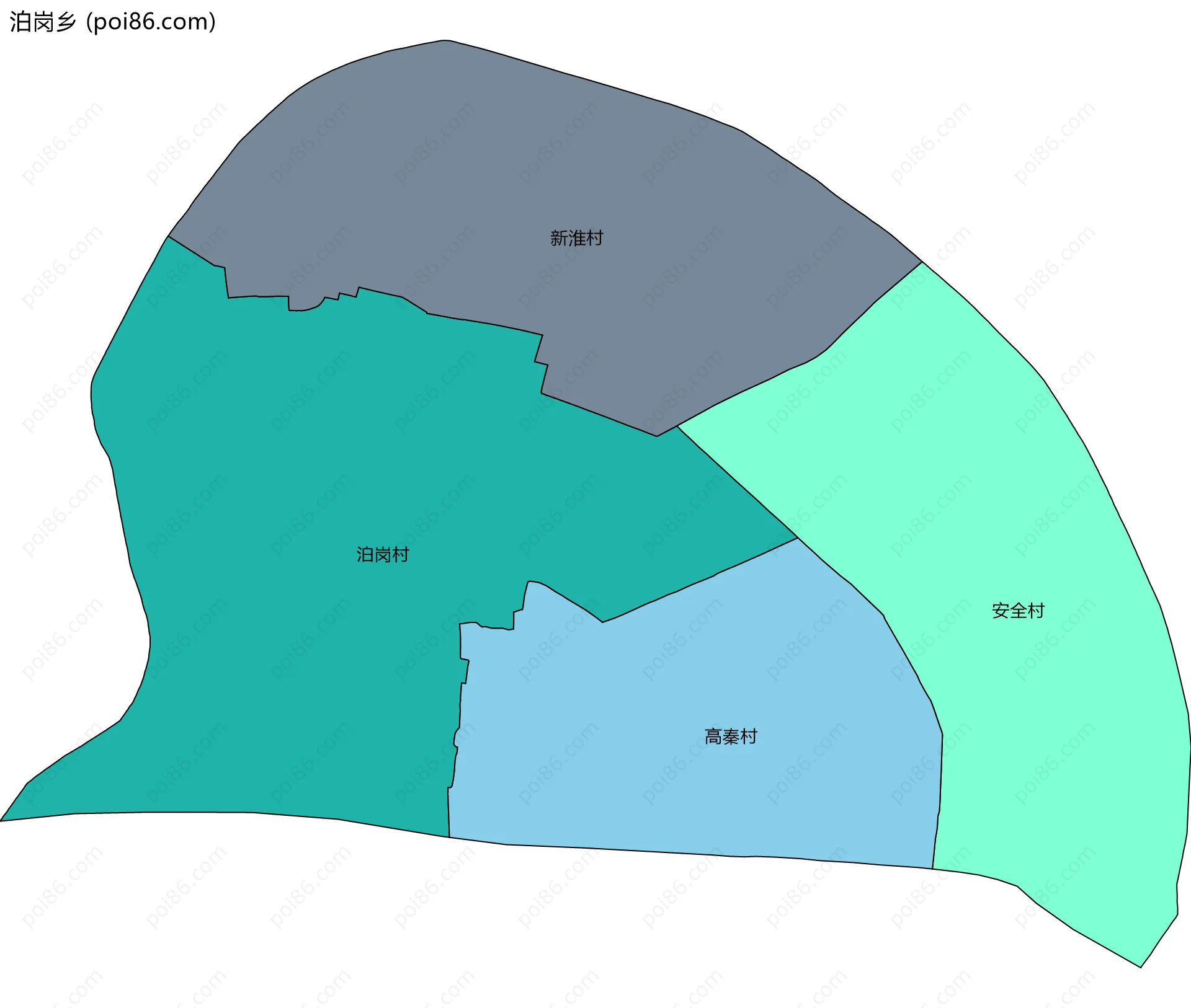 泊岗乡边界地图(五级行政区划)