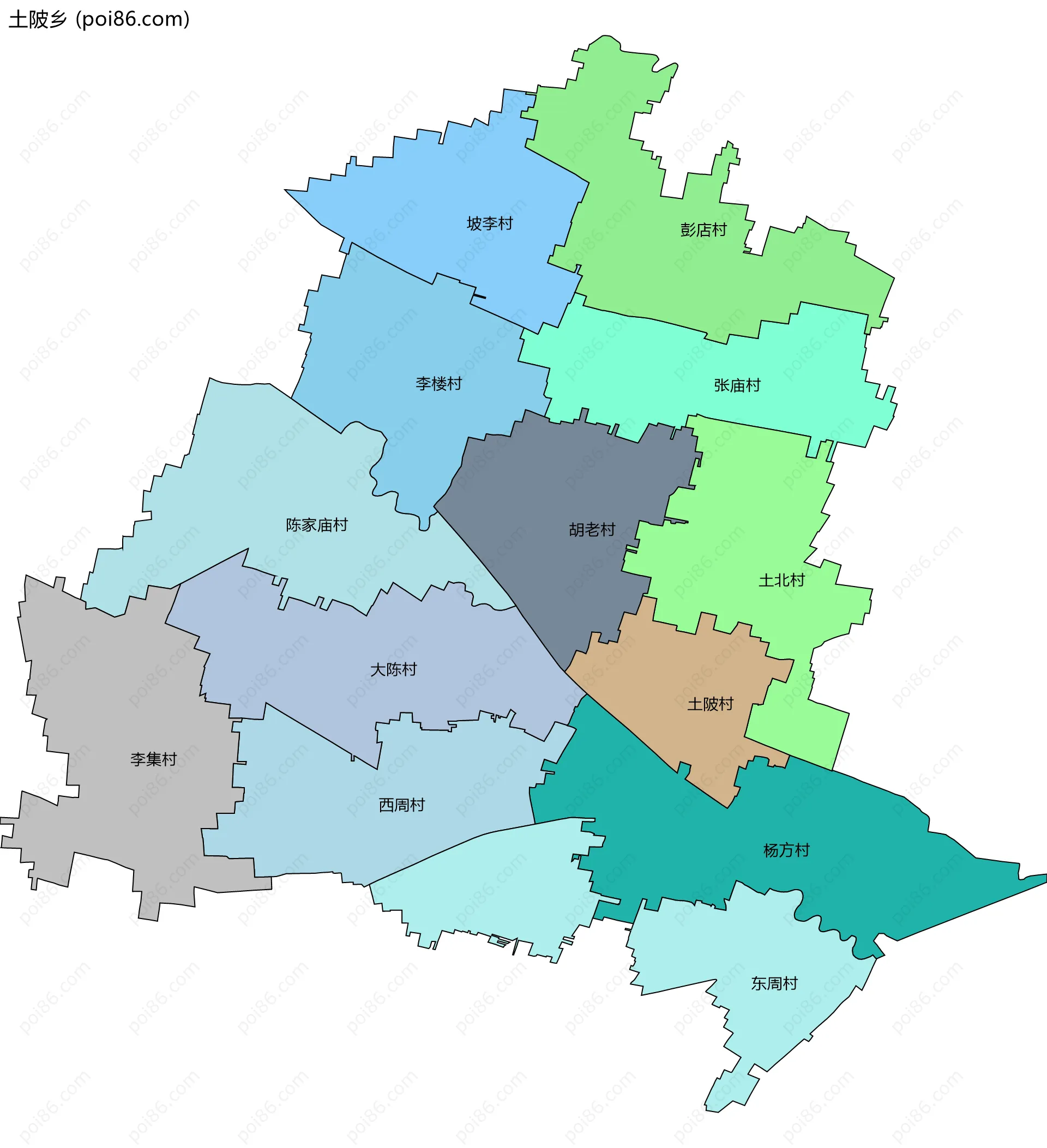 土陂乡边界地图(五级行政区划)