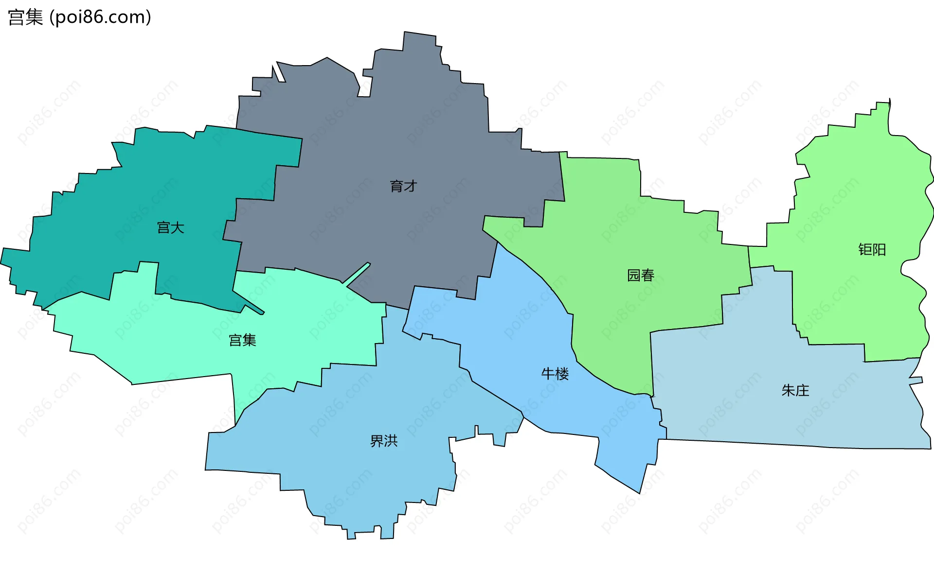 宫集边界地图(五级行政区划)