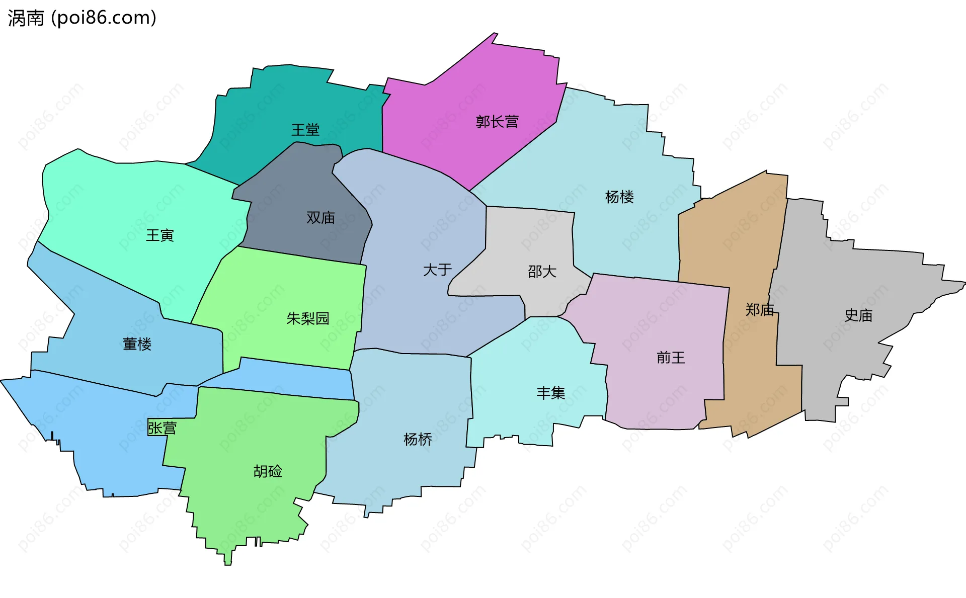 涡南边界地图(五级行政区划)