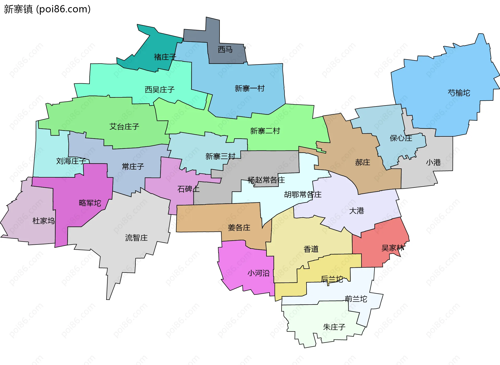 新寨镇边界地图(五级行政区划)