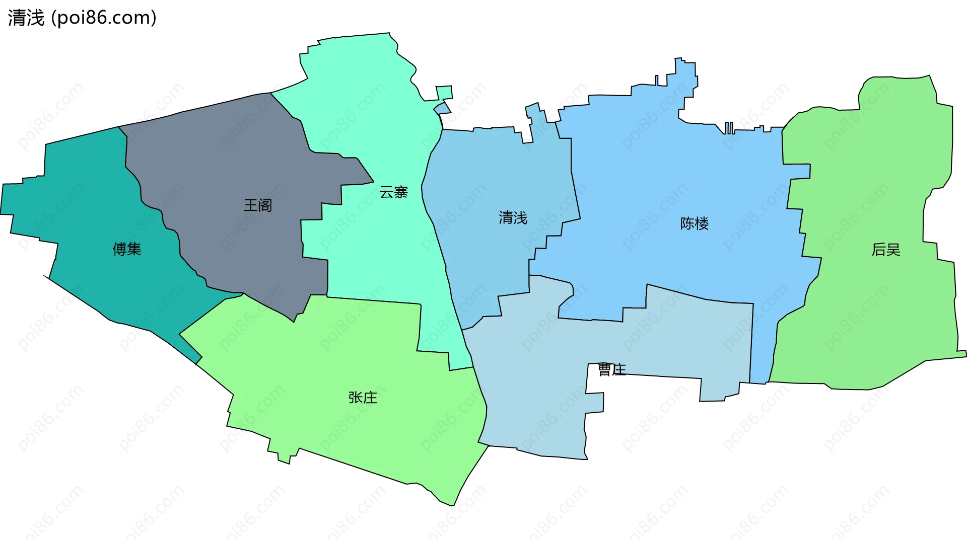 清浅边界地图(五级行政区划)