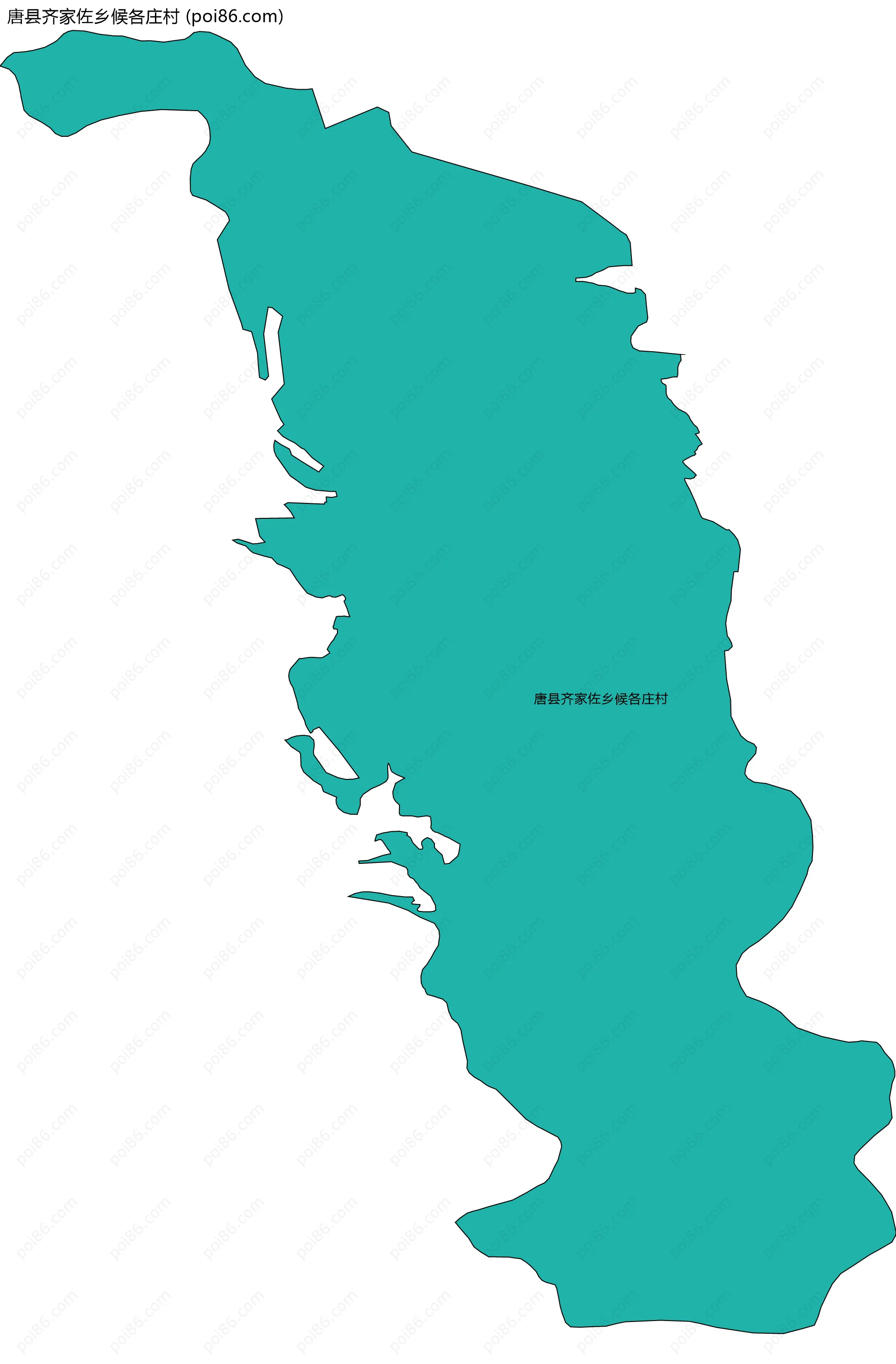 唐县齐家佐乡候各庄村边界地图