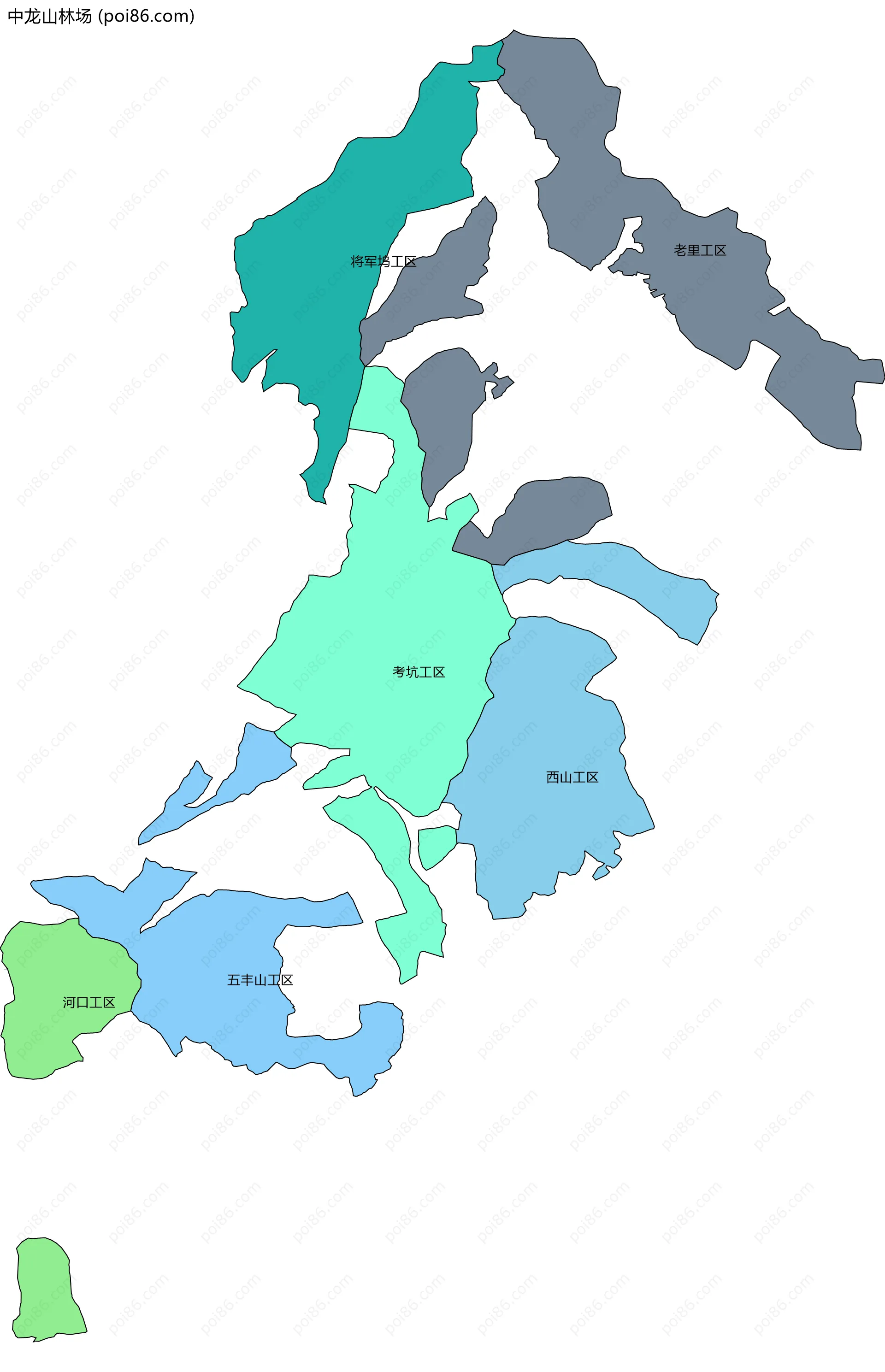 中龙山林场边界地图(五级行政区划)