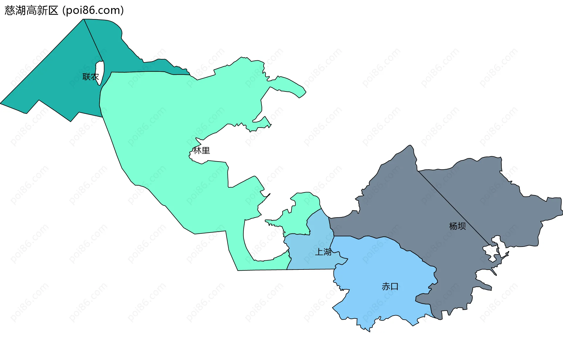 慈湖高新区边界地图(五级行政区划)