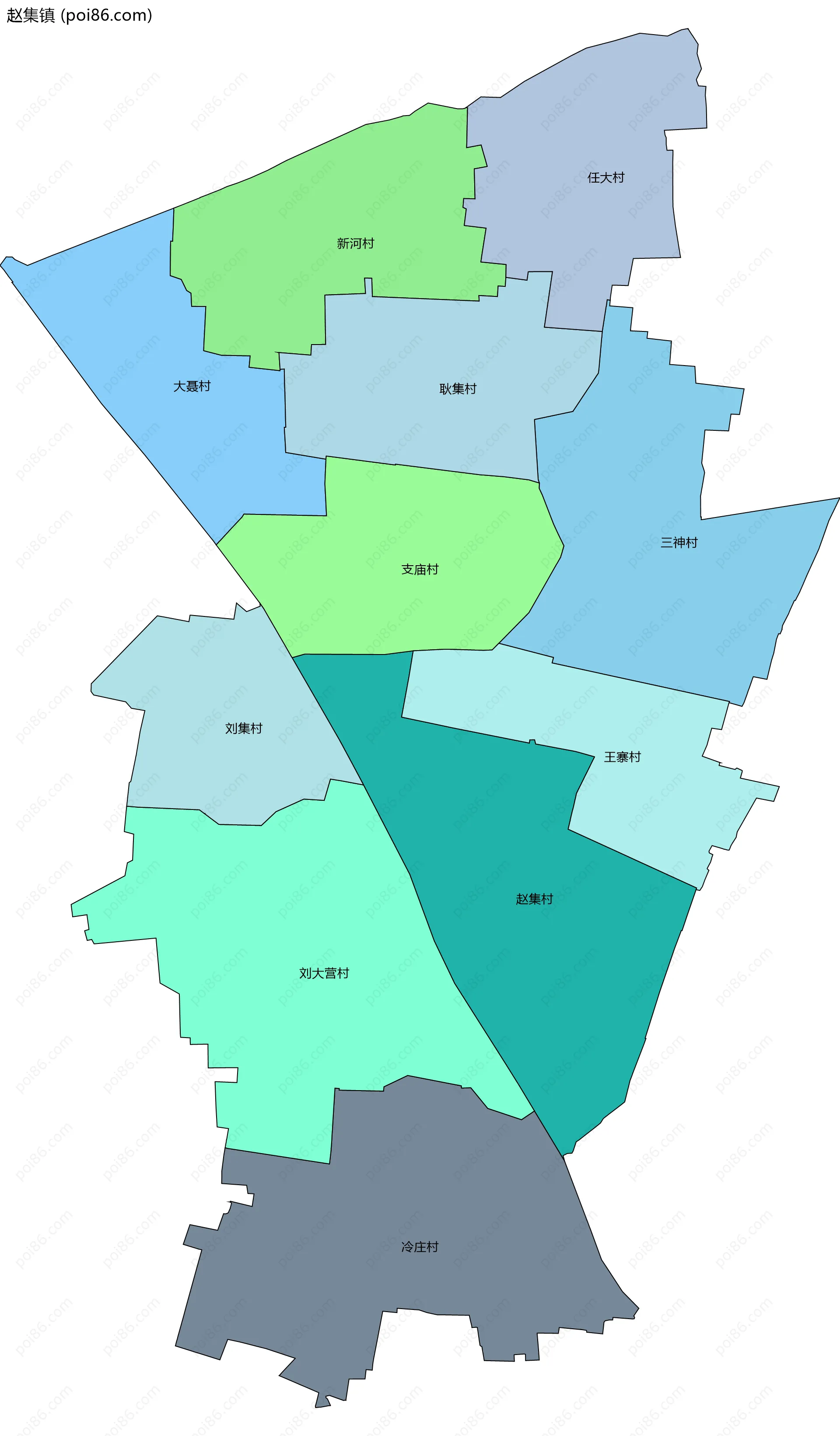 赵集镇边界地图(五级行政区划)