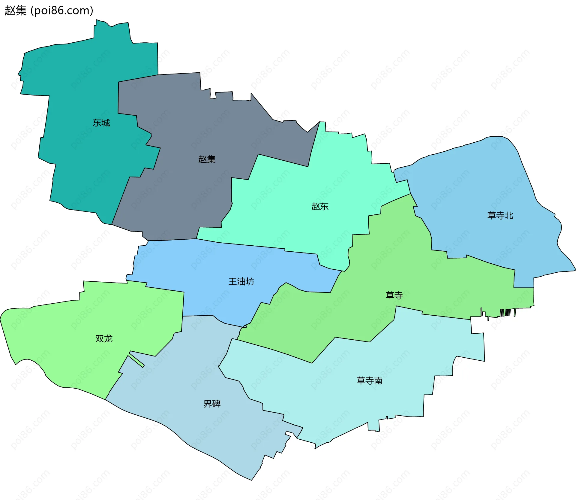 赵集边界地图(五级行政区划)