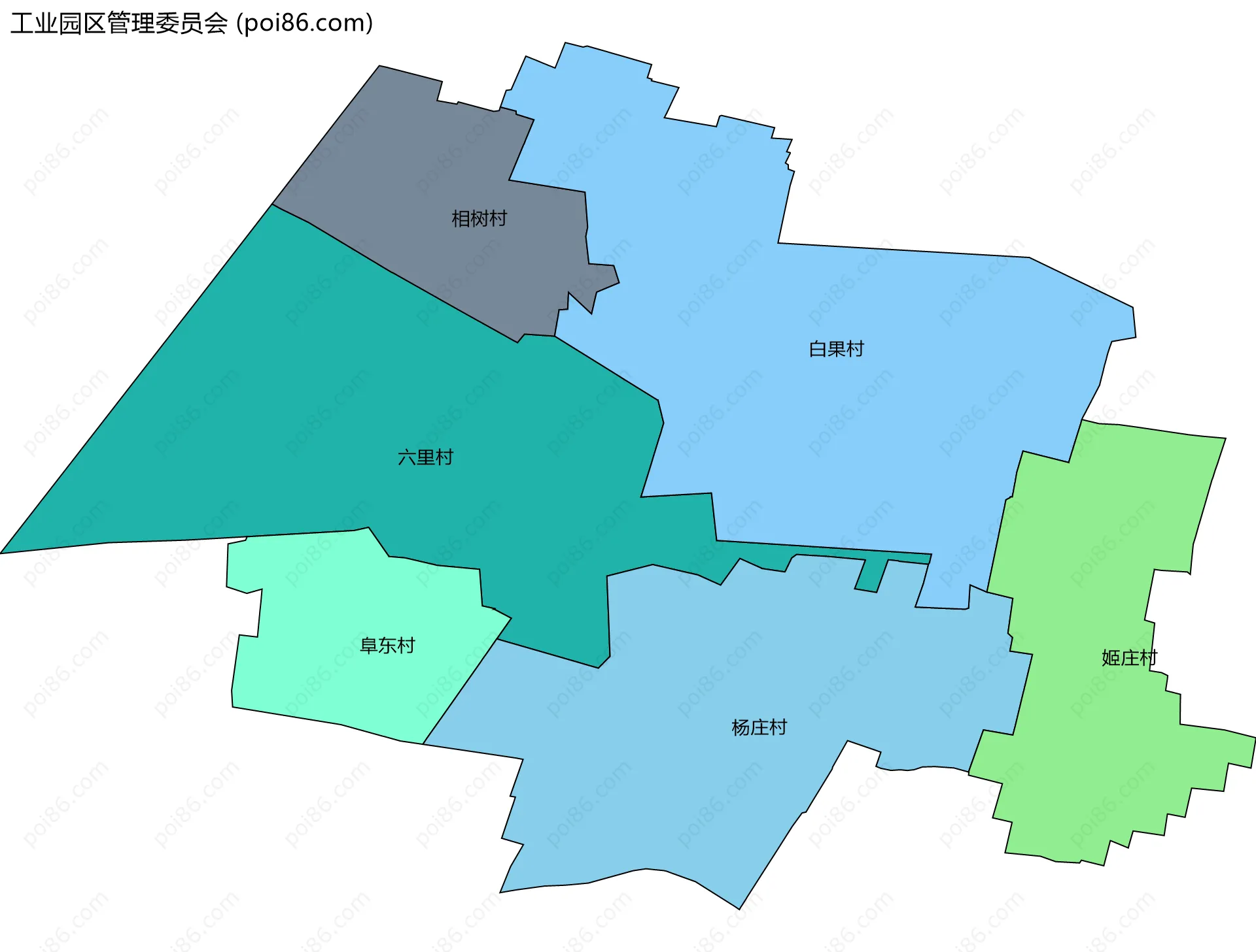 工业园区管理委员会边界地图(五级行政区划)