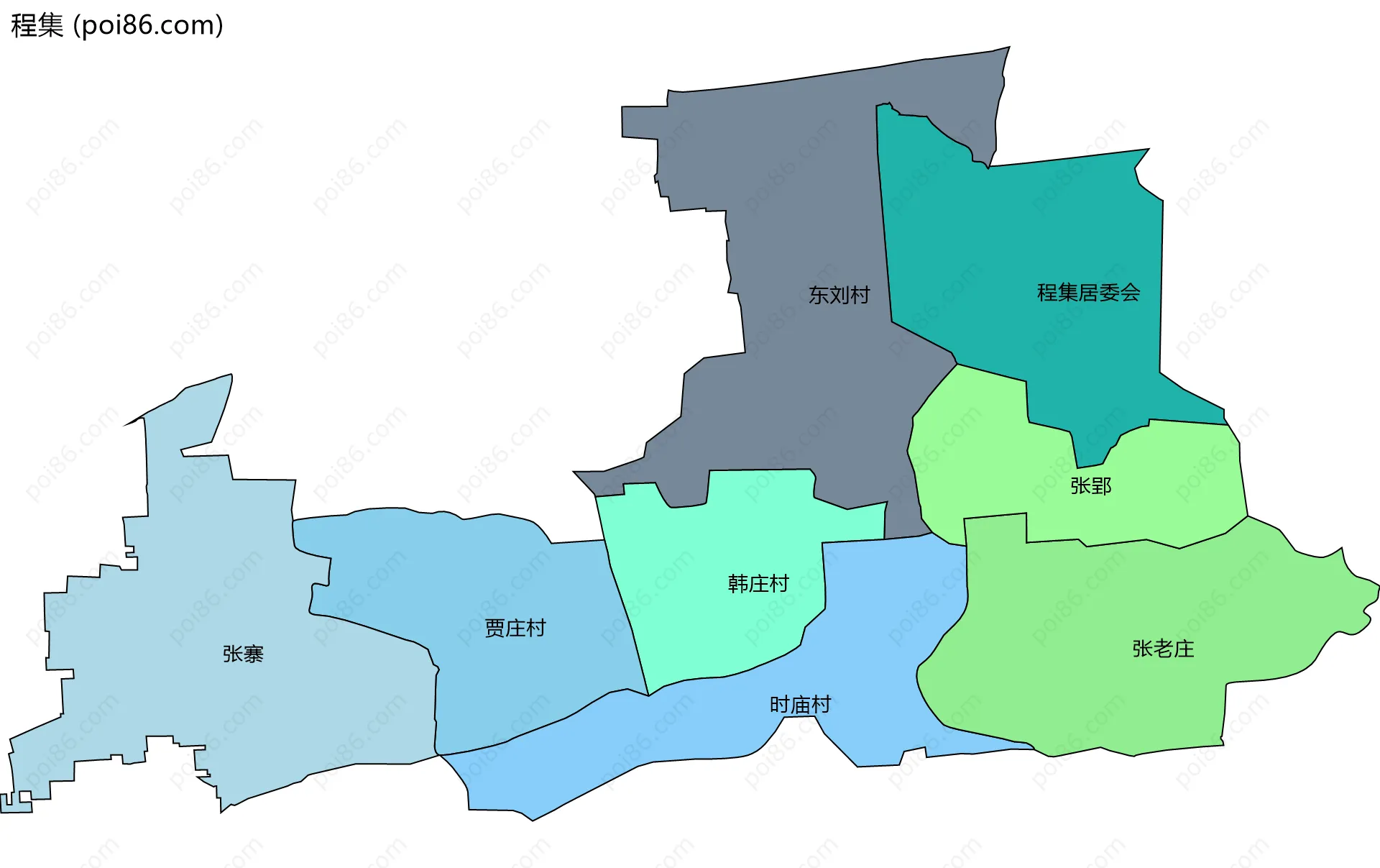 程集边界地图(五级行政区划)