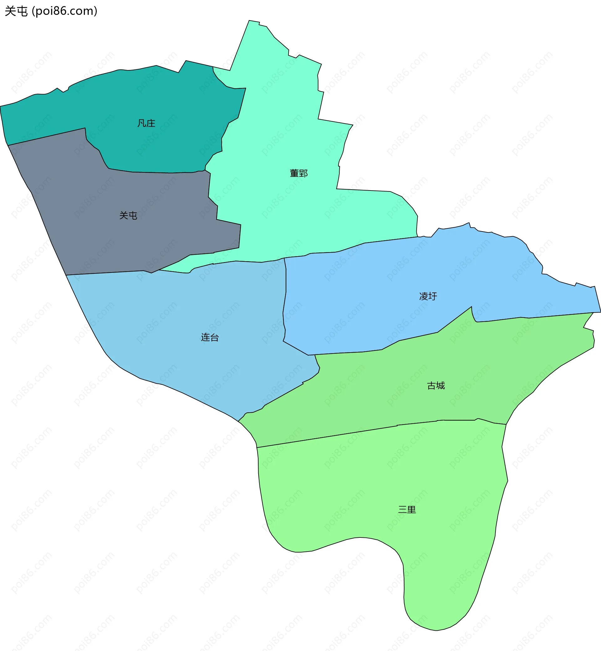 关屯边界地图(五级行政区划)