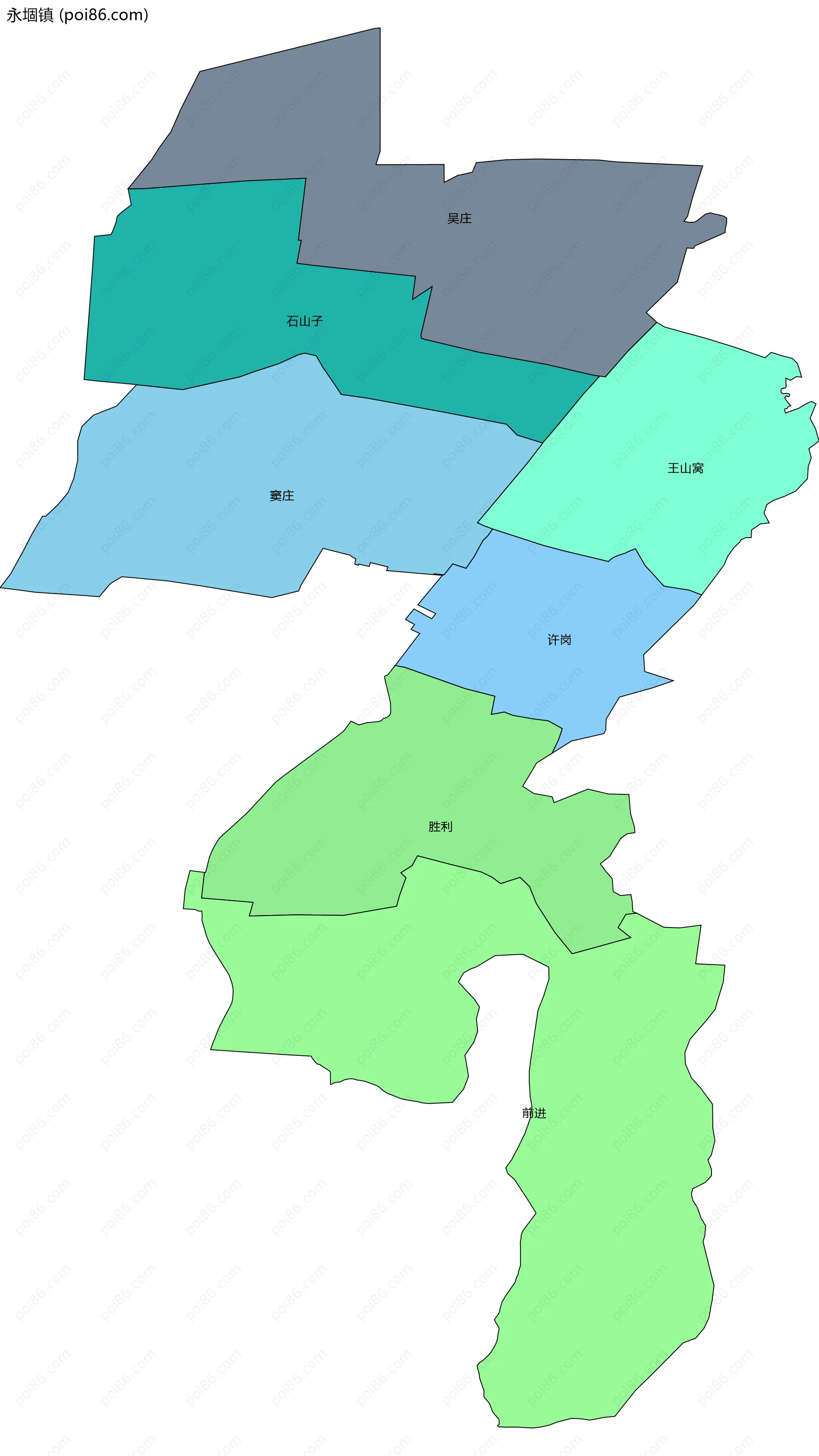 永堌镇边界地图(五级行政区划)