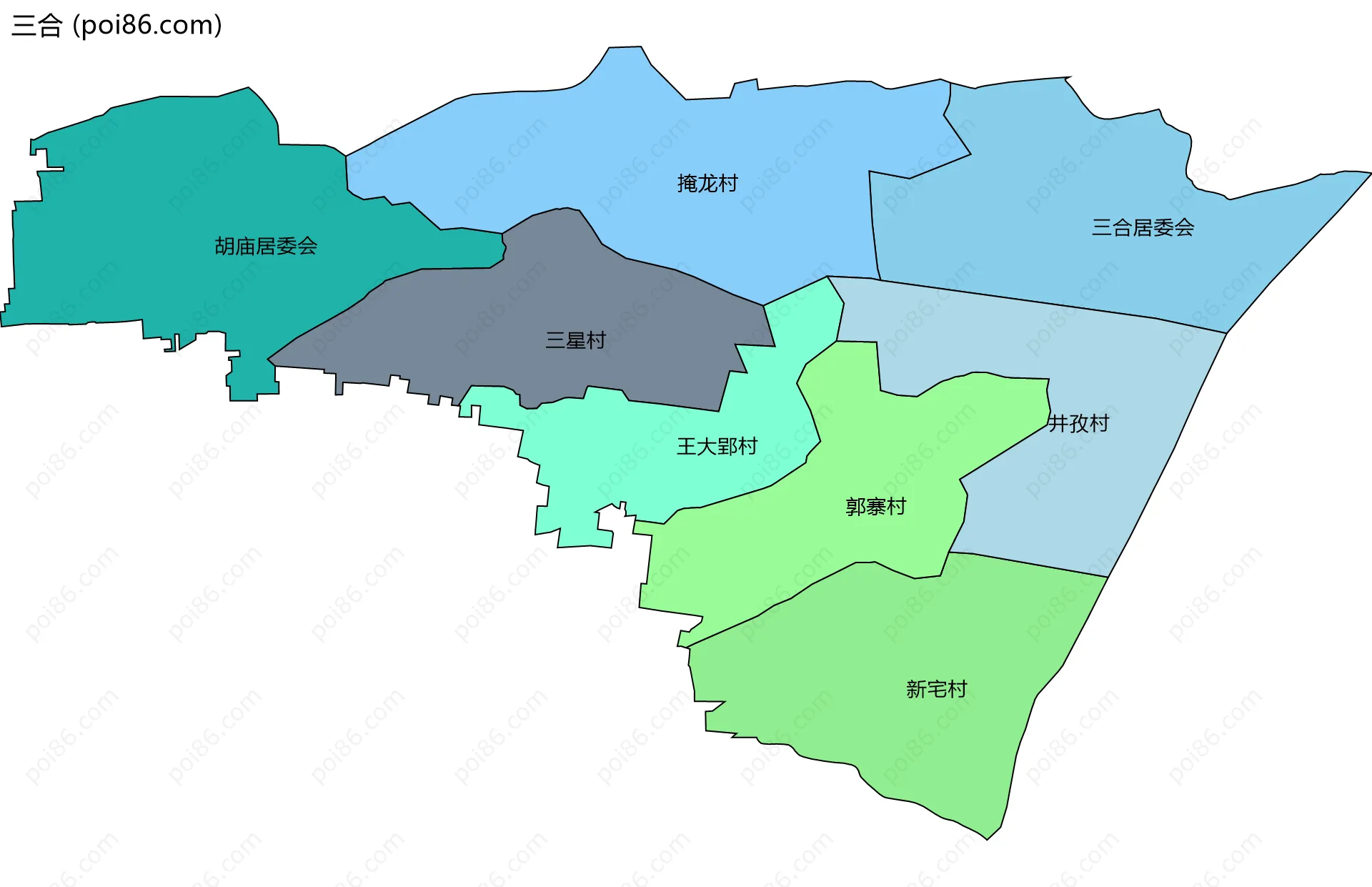三合边界地图(五级行政区划)
