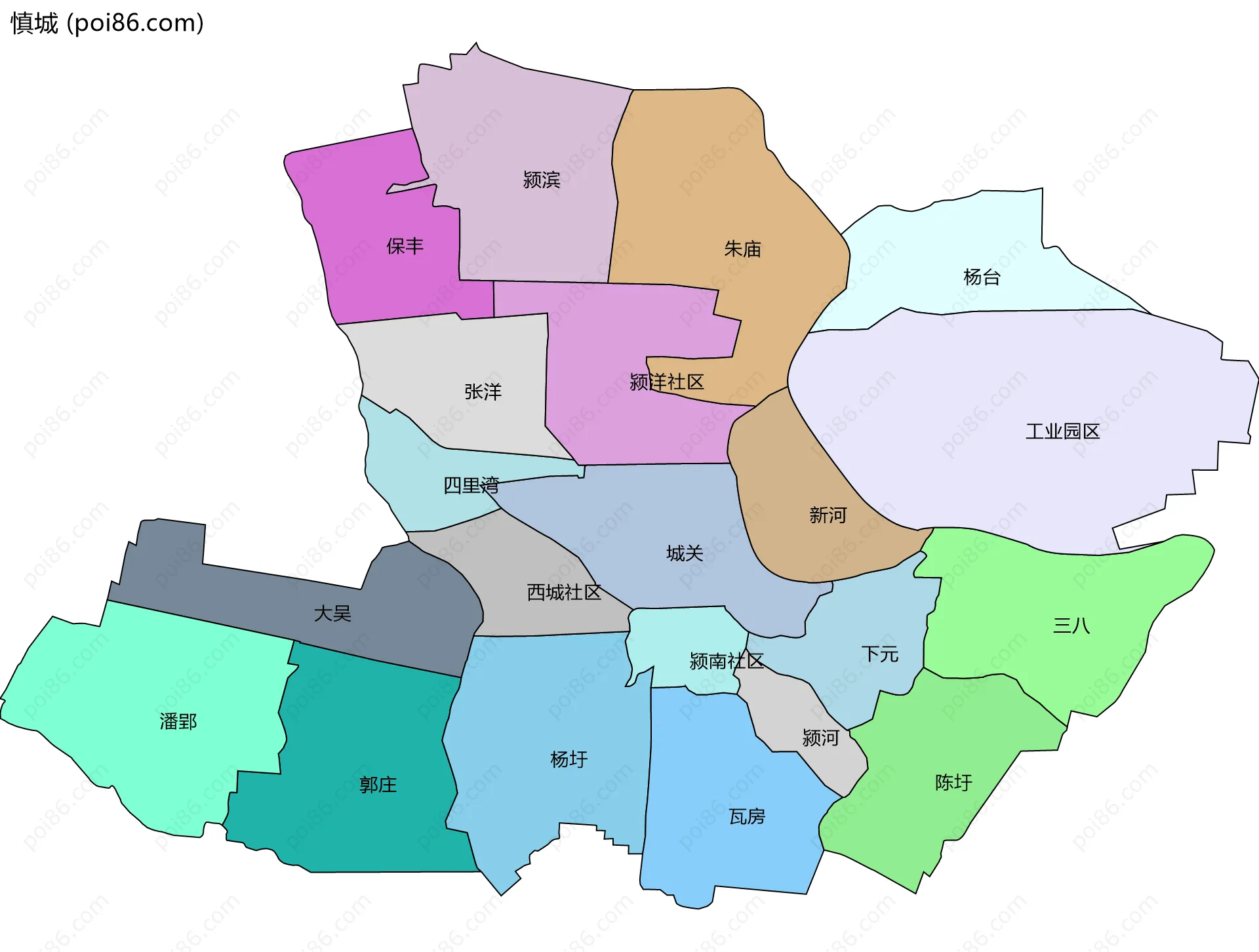 慎城边界地图(五级行政区划)