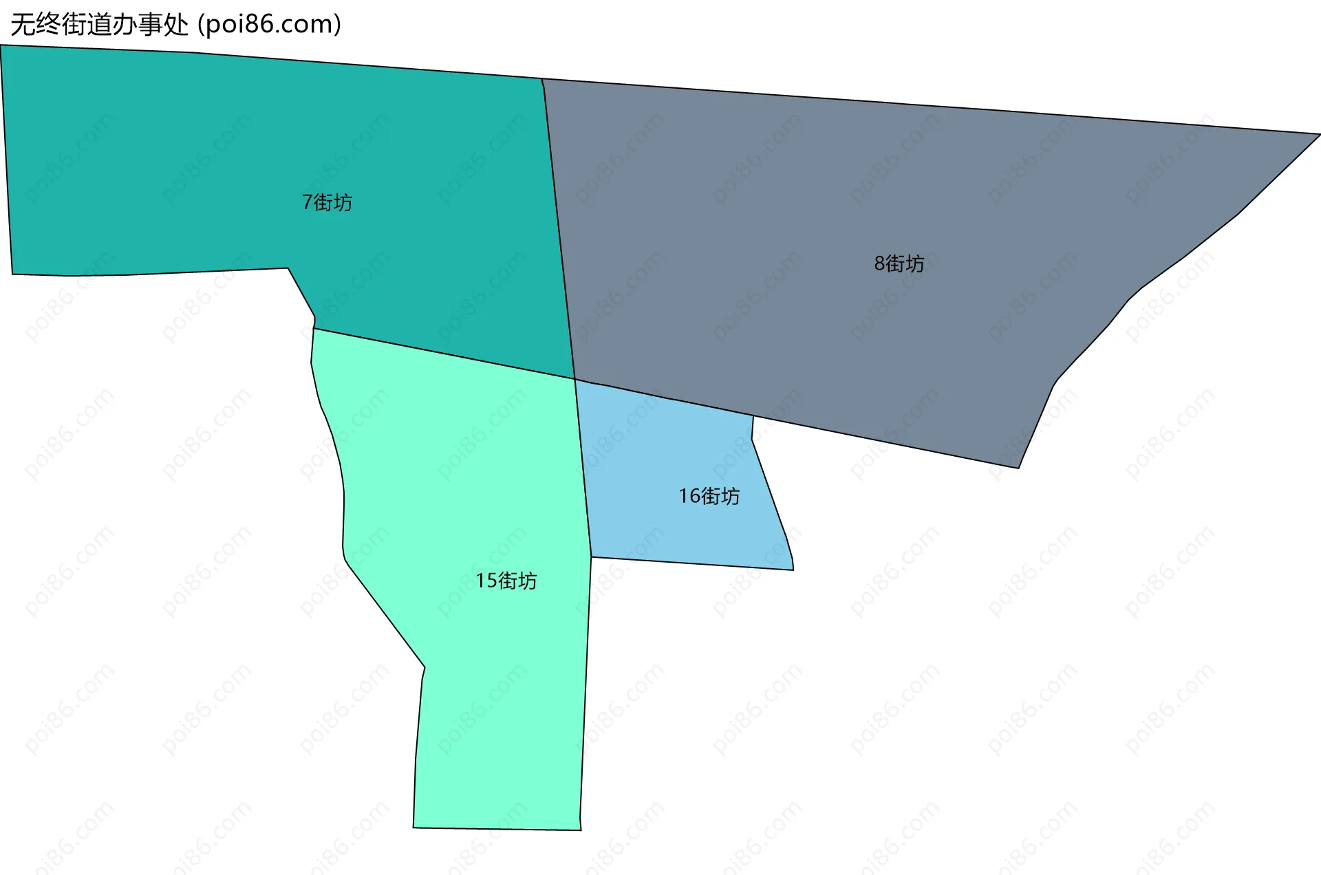 无终街道办事处边界地图(五级行政区划)