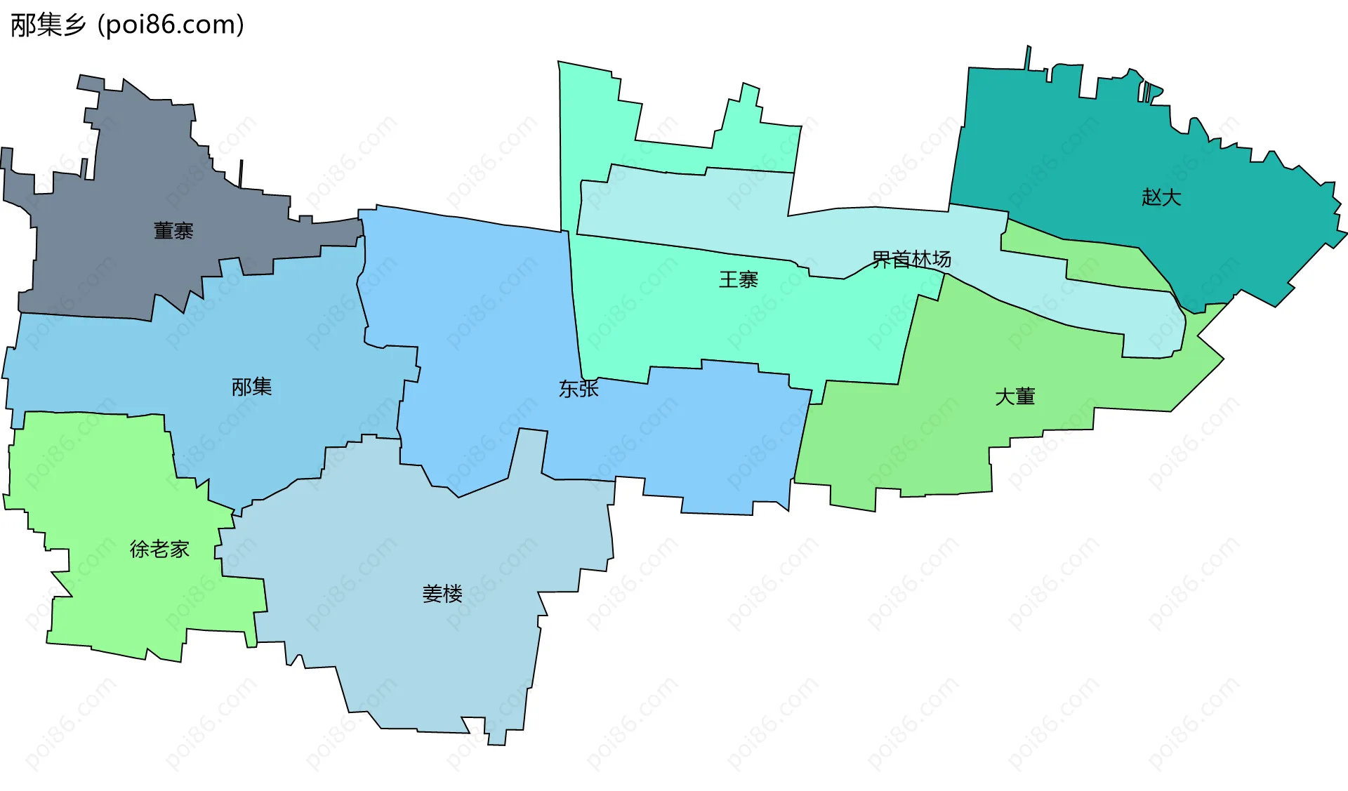 邴集乡边界地图(五级行政区划)