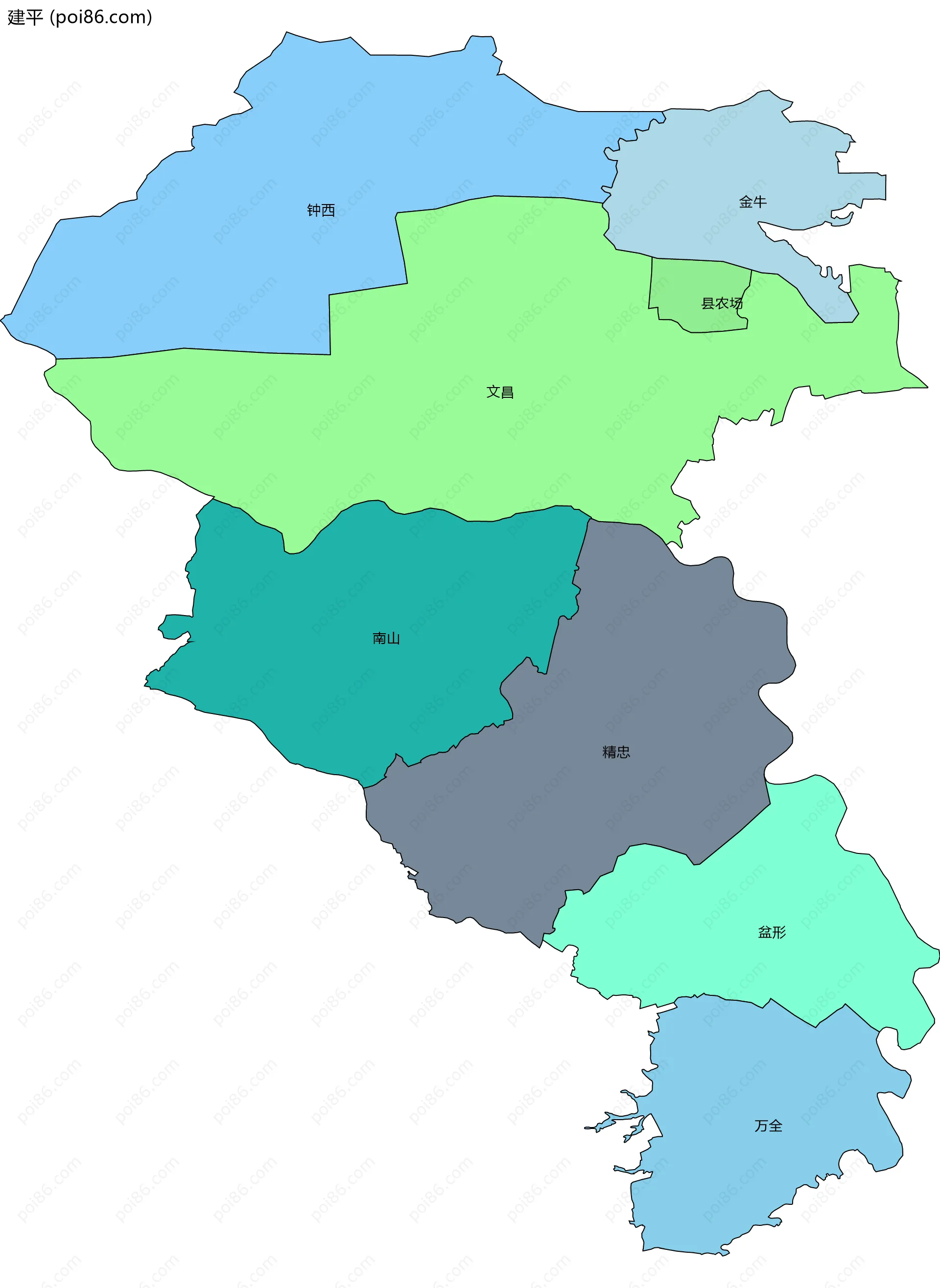 建平边界地图(五级行政区划)