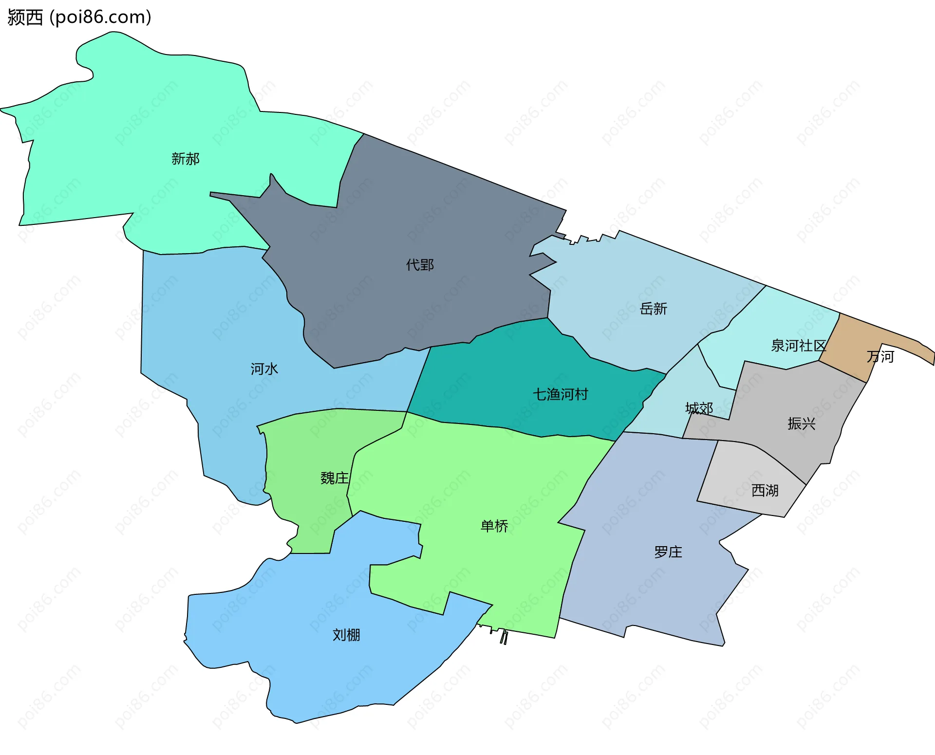 颍西边界地图(五级行政区划)
