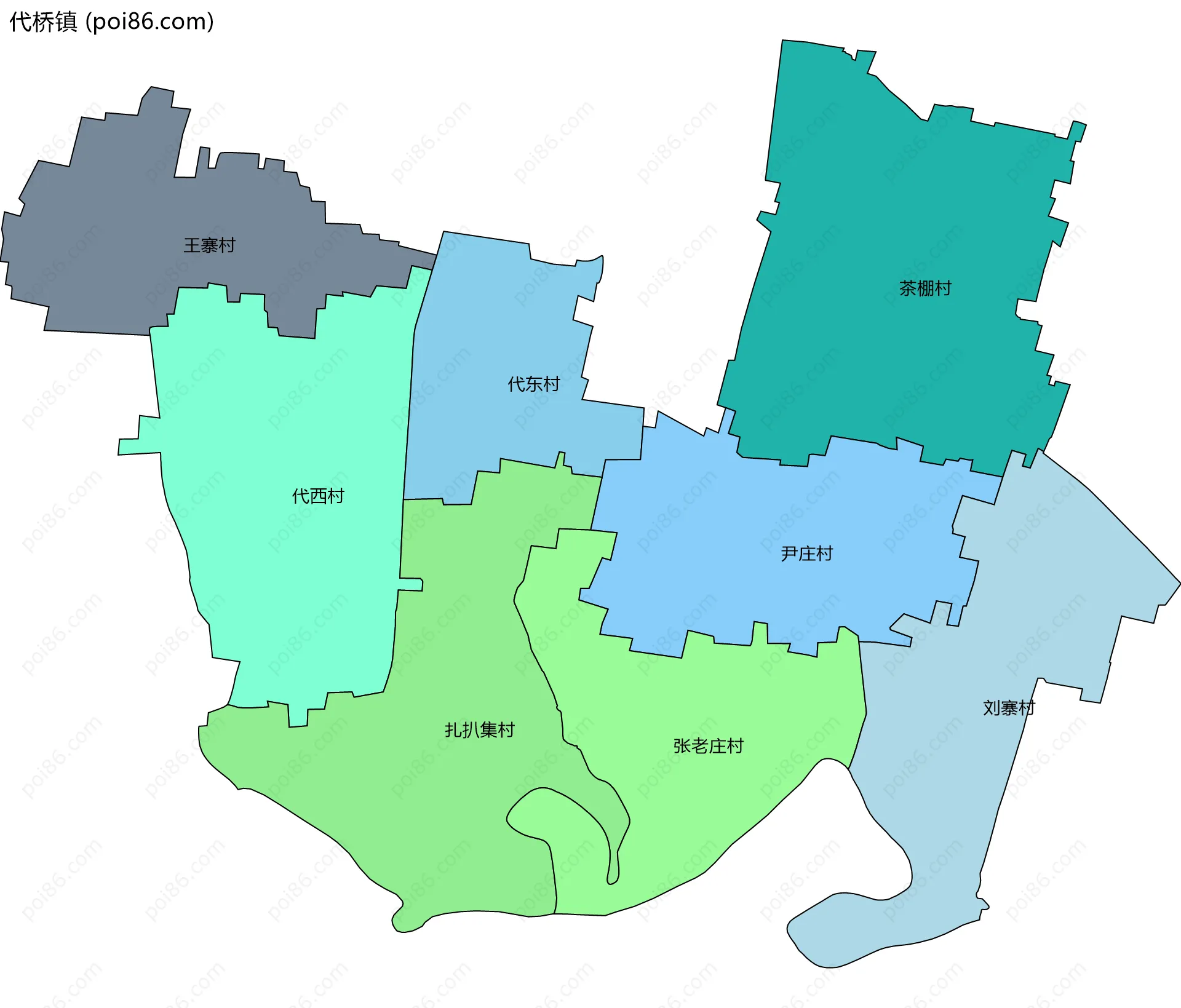 代桥镇边界地图(五级行政区划)