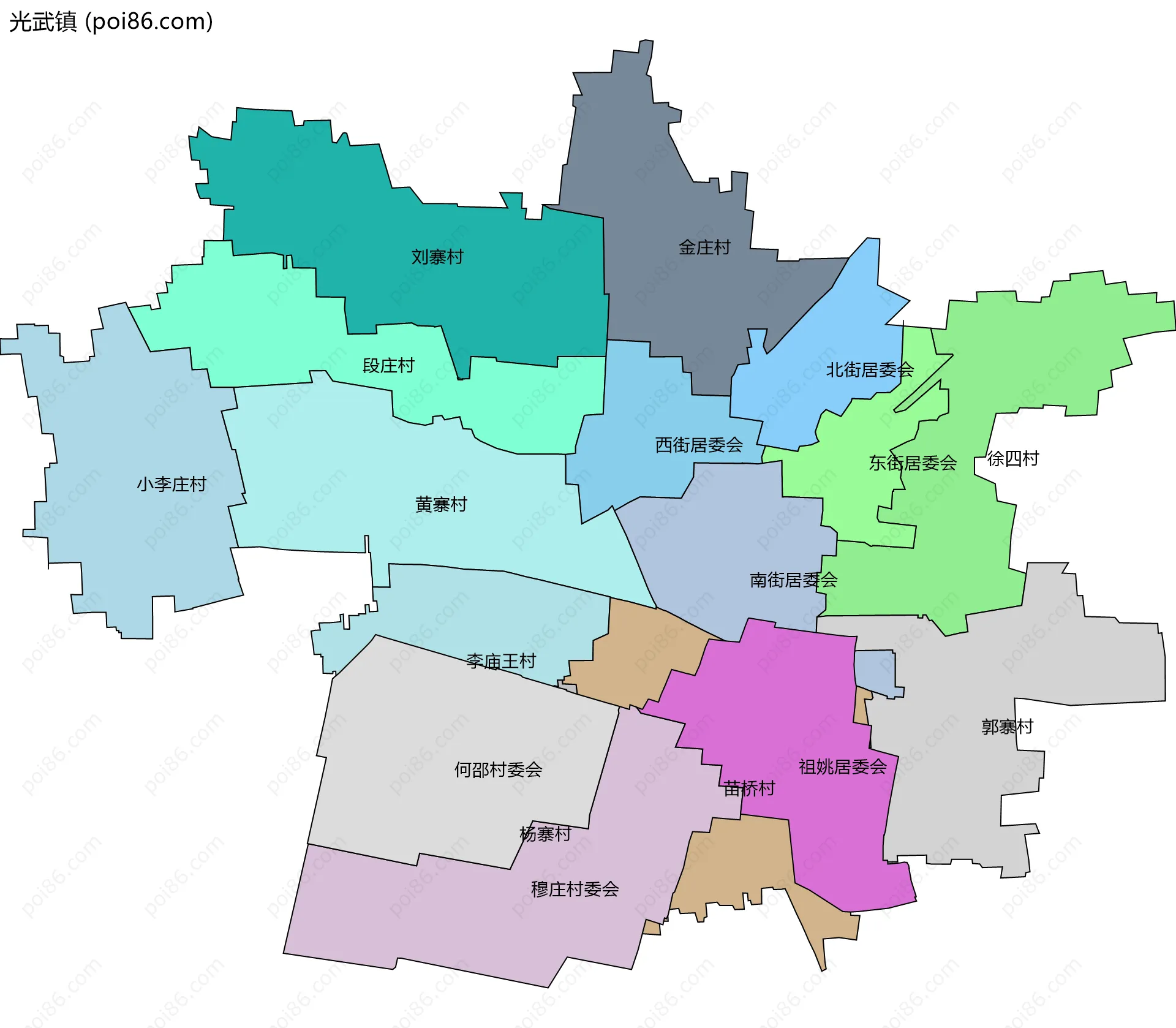 光武镇边界地图(五级行政区划)