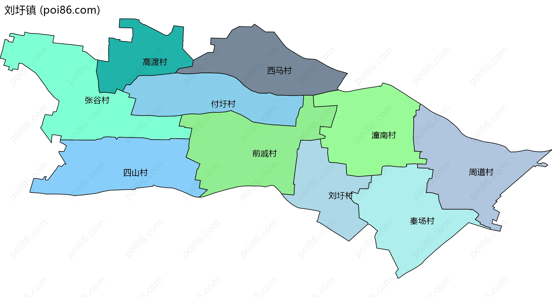 刘圩镇边界地图(五级行政区划)