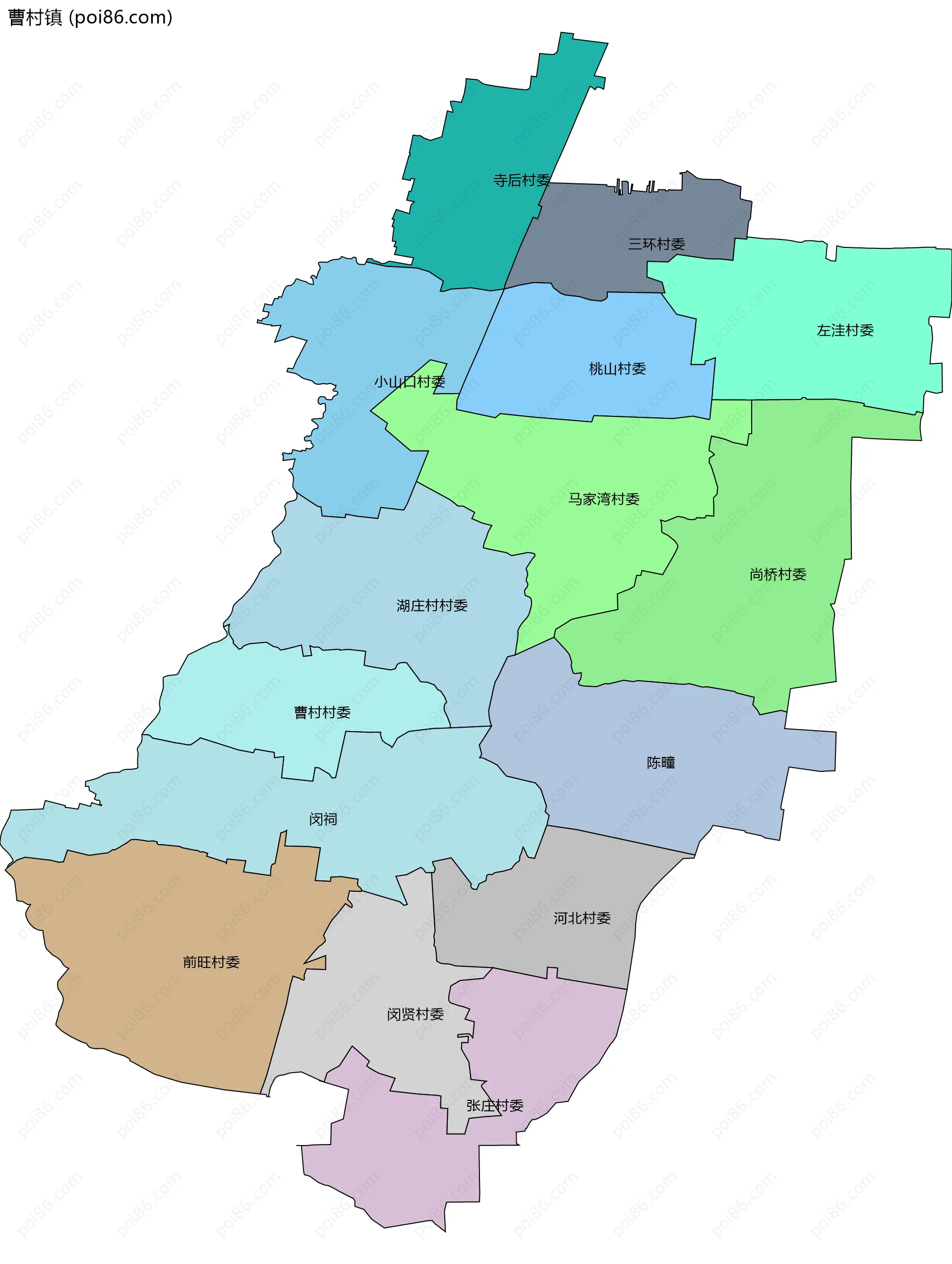 曹村镇边界地图(五级行政区划)