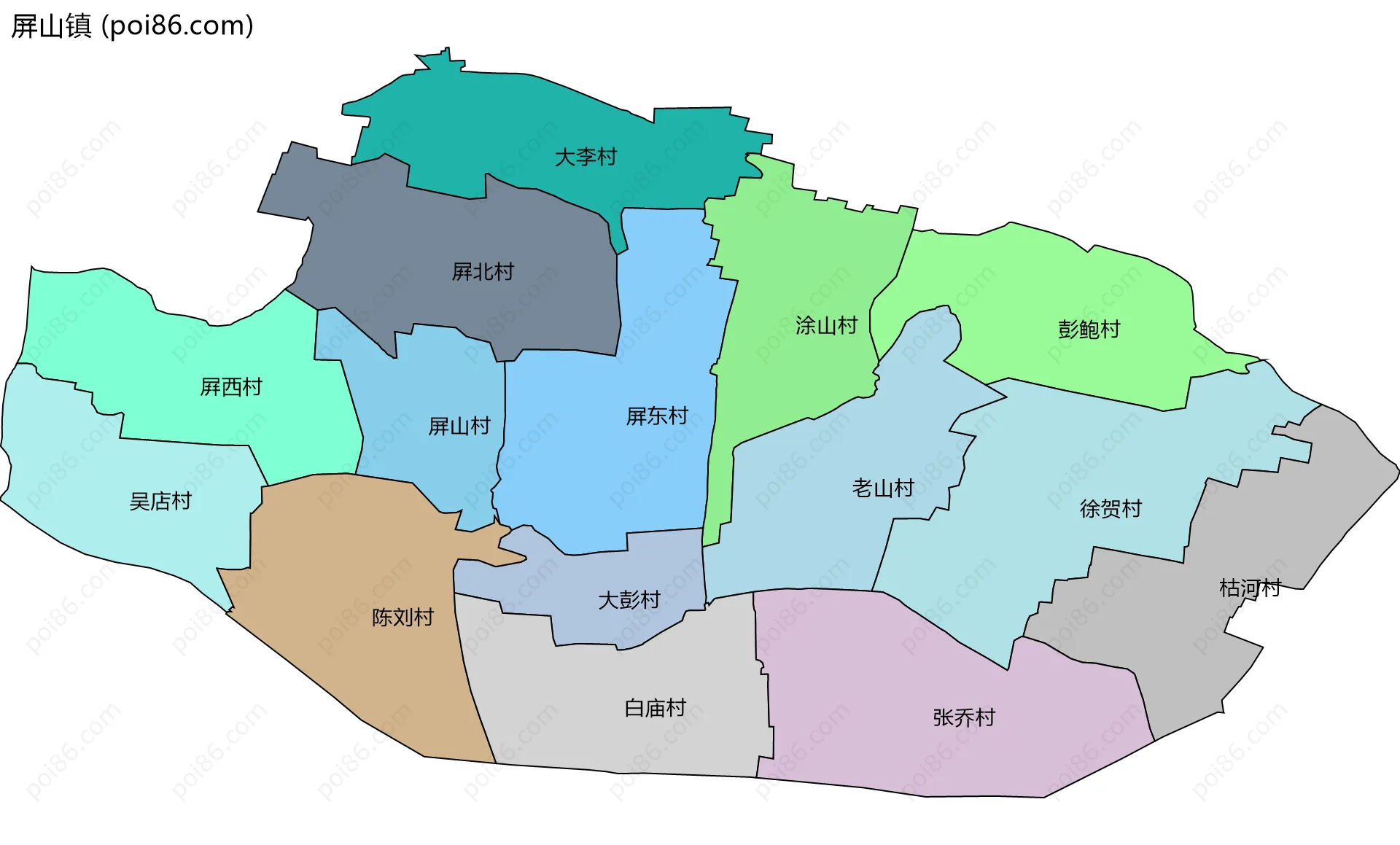 屏山镇边界地图(五级行政区划)