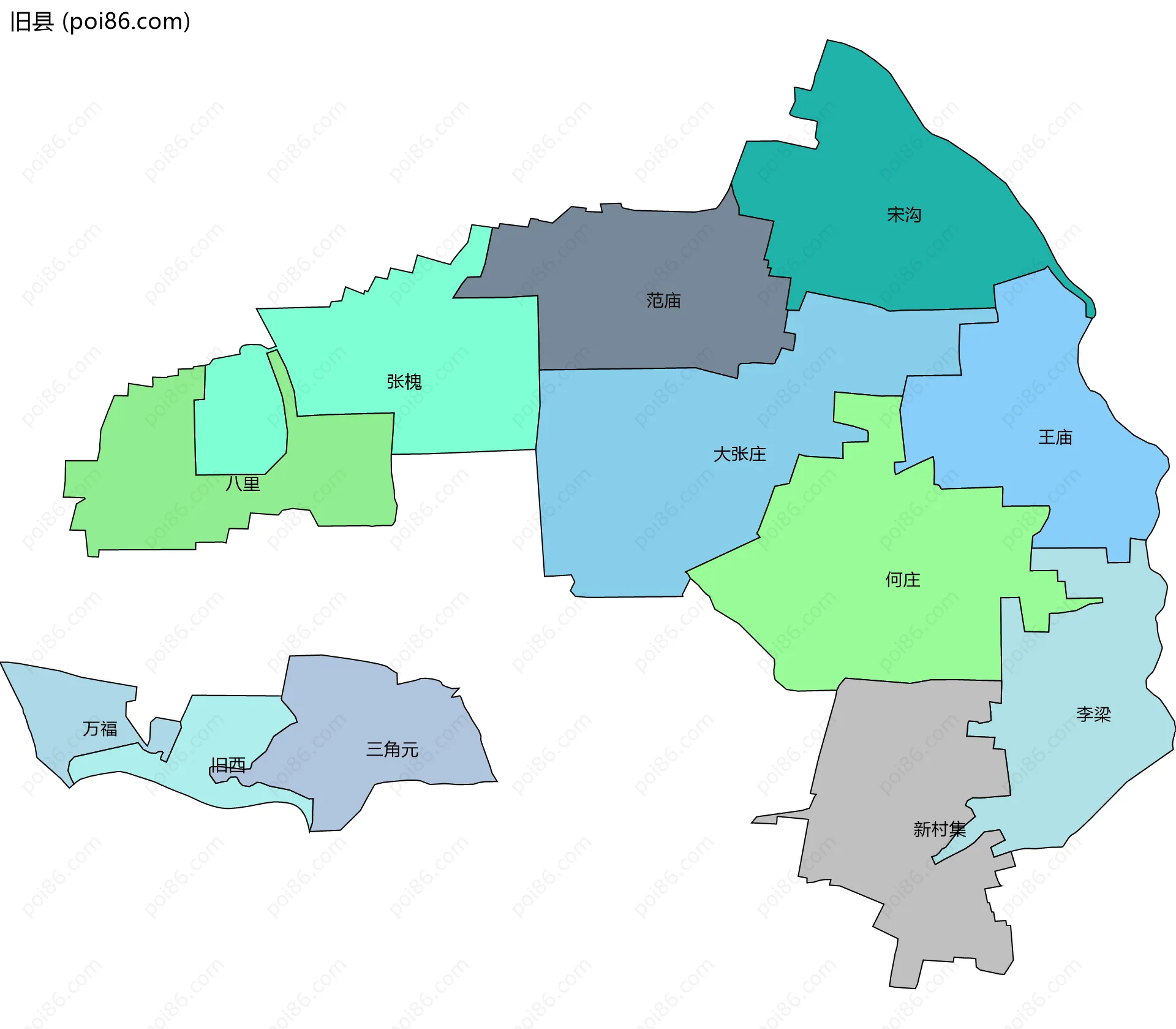 旧县边界地图(五级行政区划)