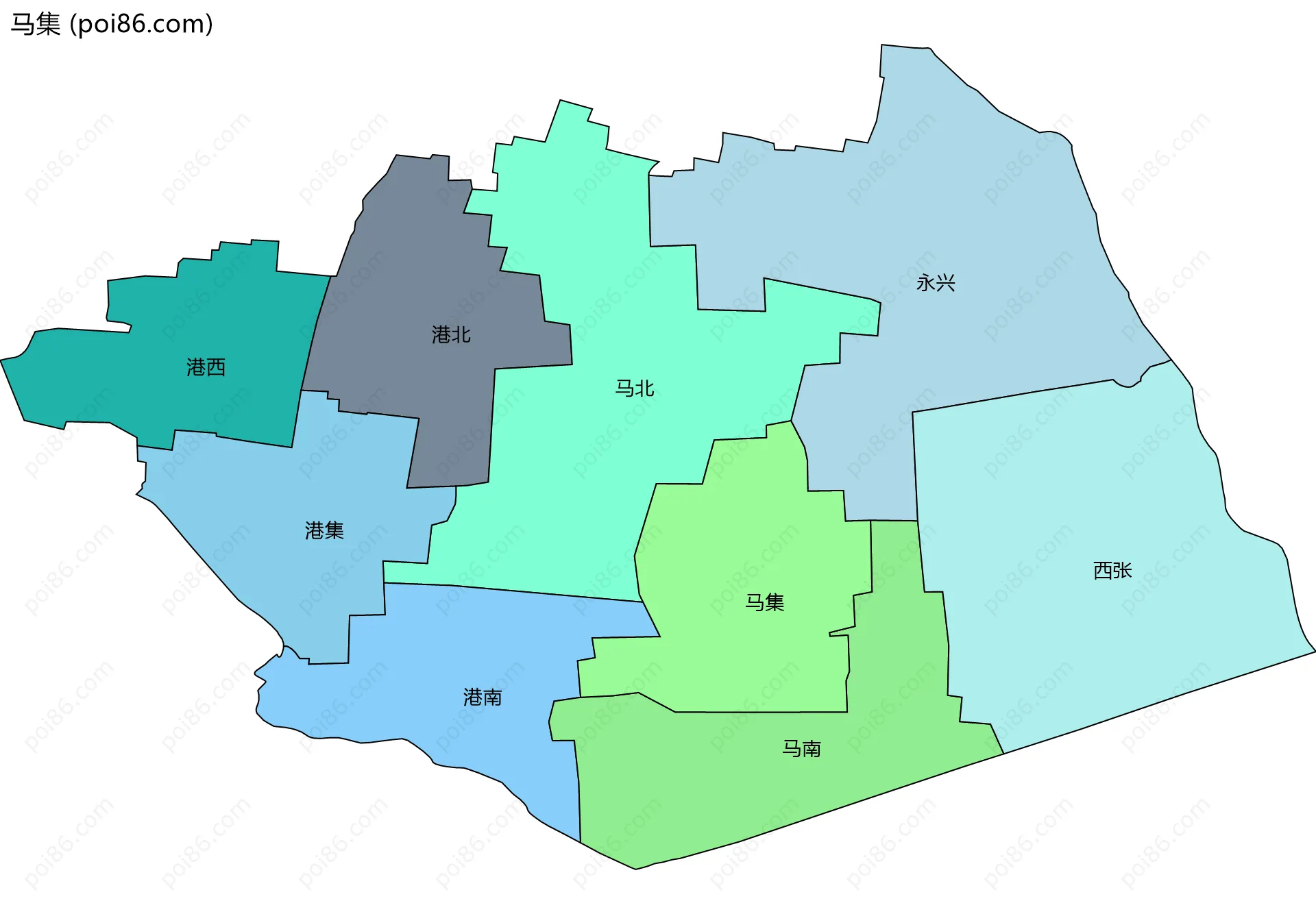 马集边界地图(五级行政区划)