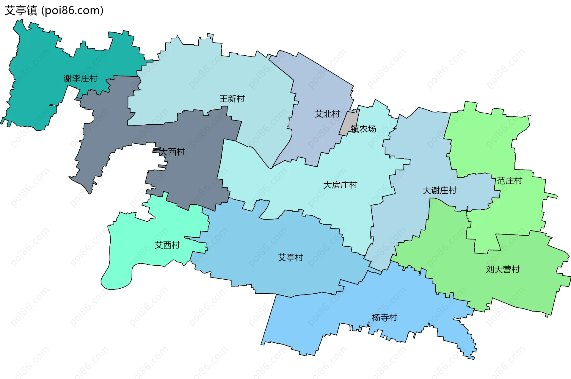 艾亭镇边界地图(五级行政区划)