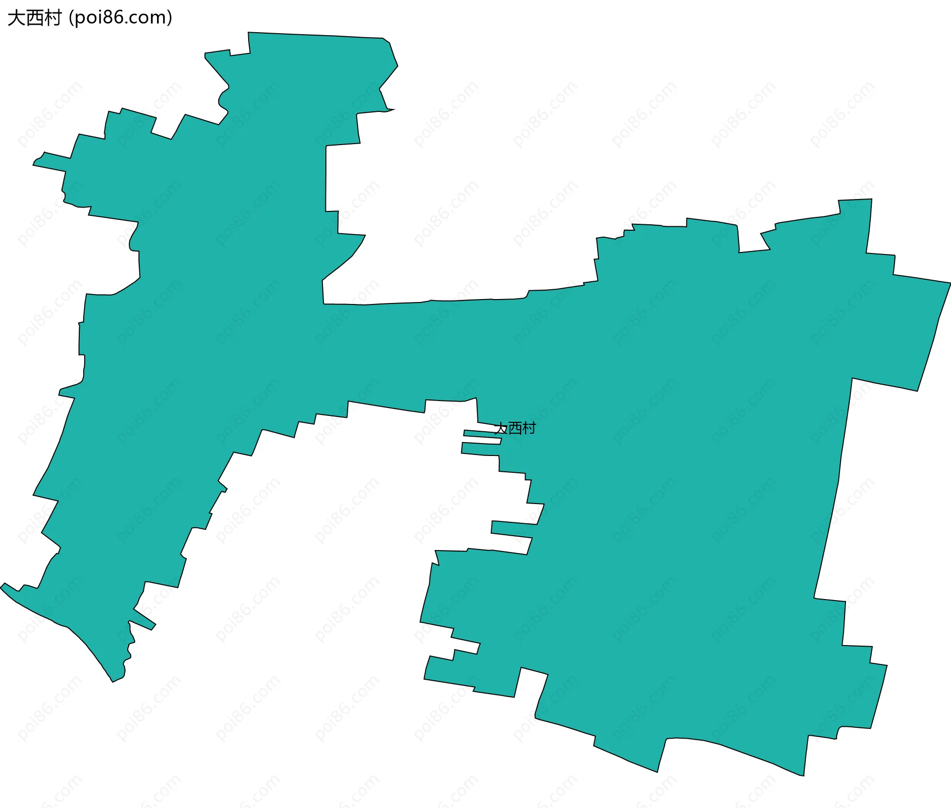 大西村边界地图