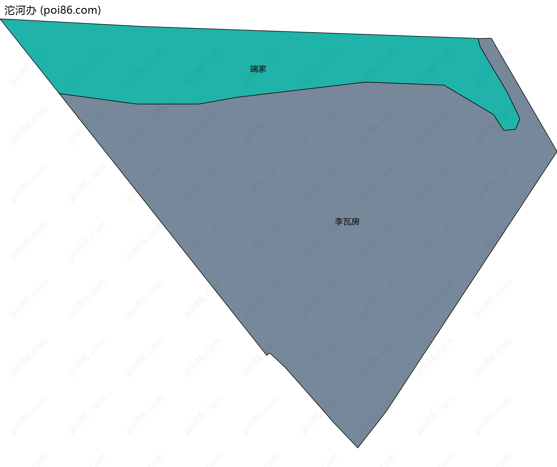 沱河办边界地图(五级行政区划)