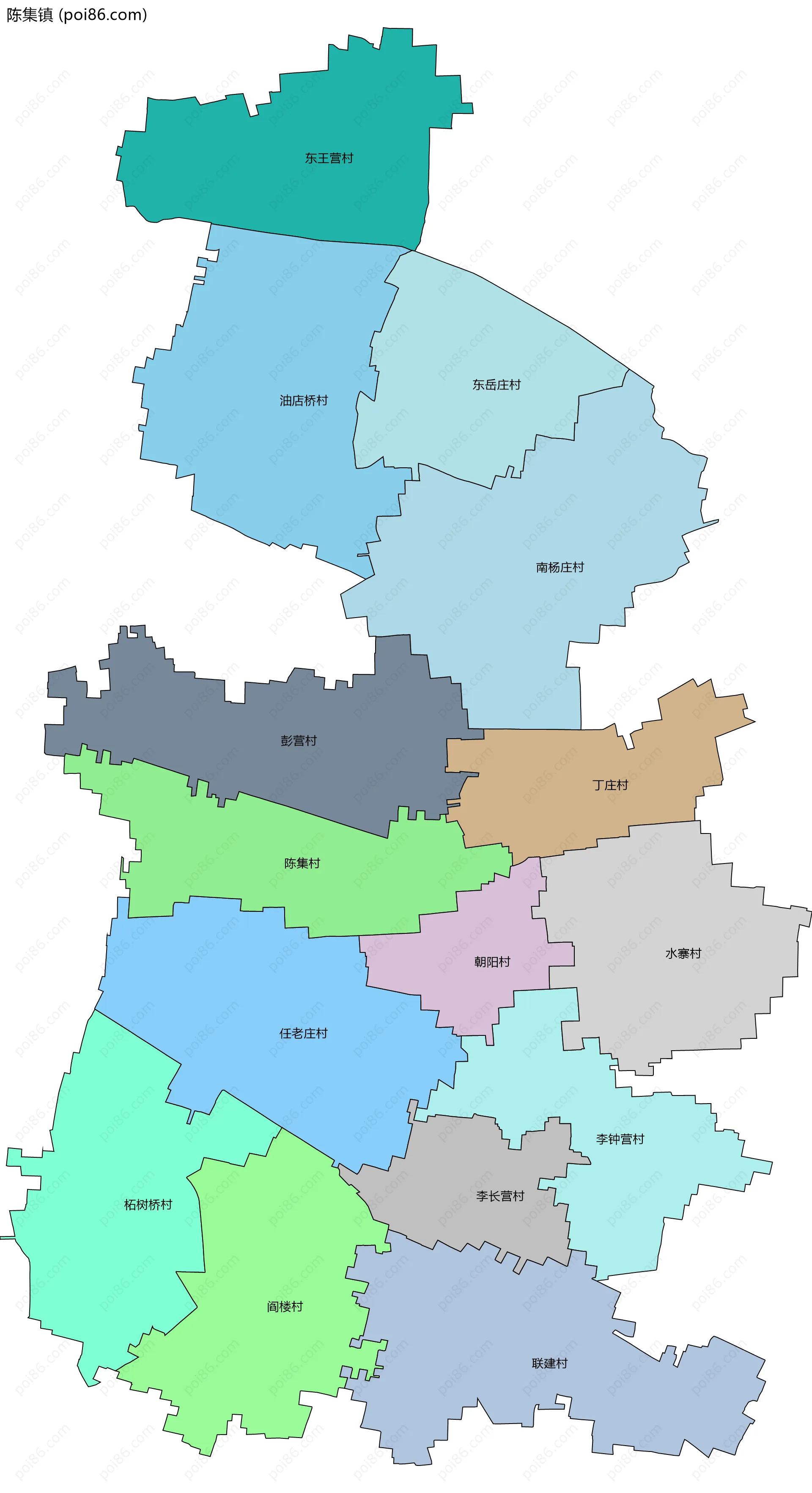 陈集镇边界地图(五级行政区划)