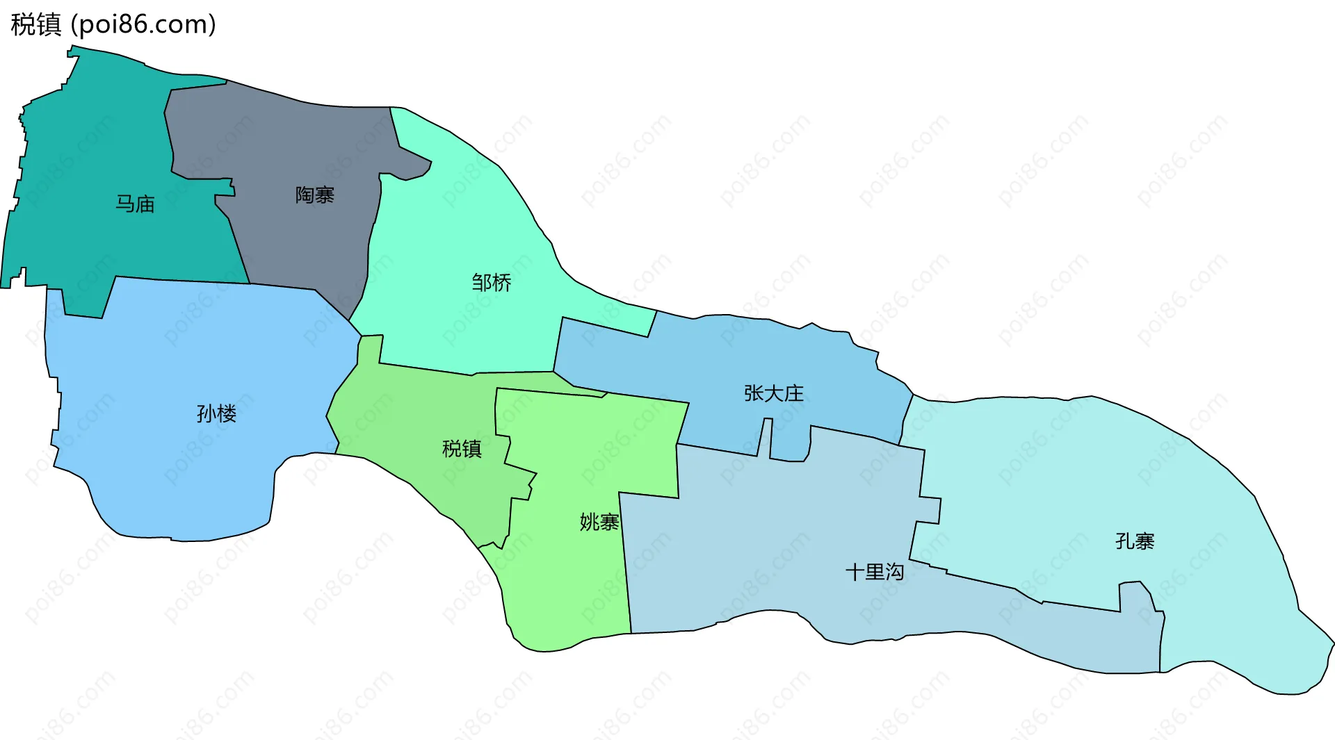 税镇边界地图(五级行政区划)